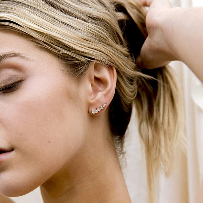 18K Gold Ear Climber Earrings