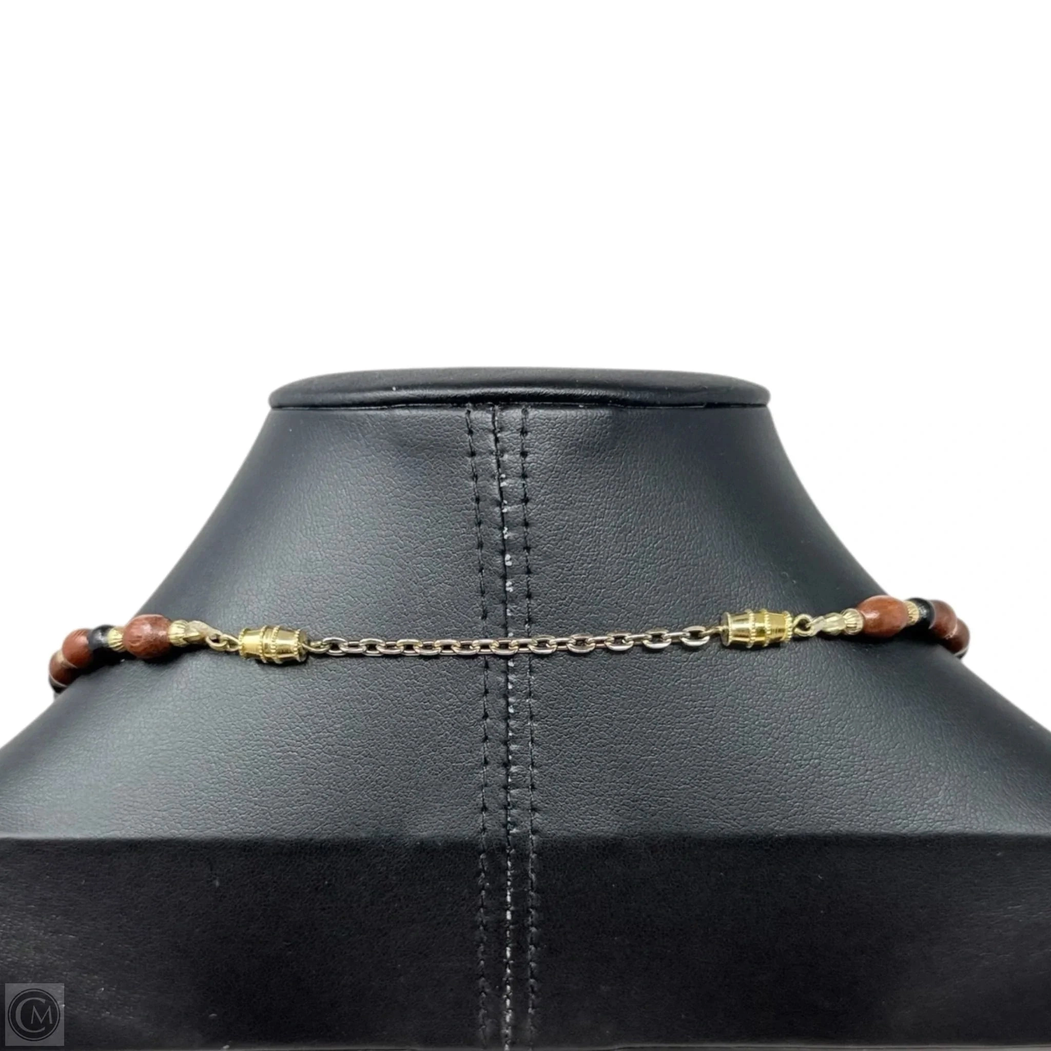 Agate Slice Beaded Statement Necklace By Unbranded