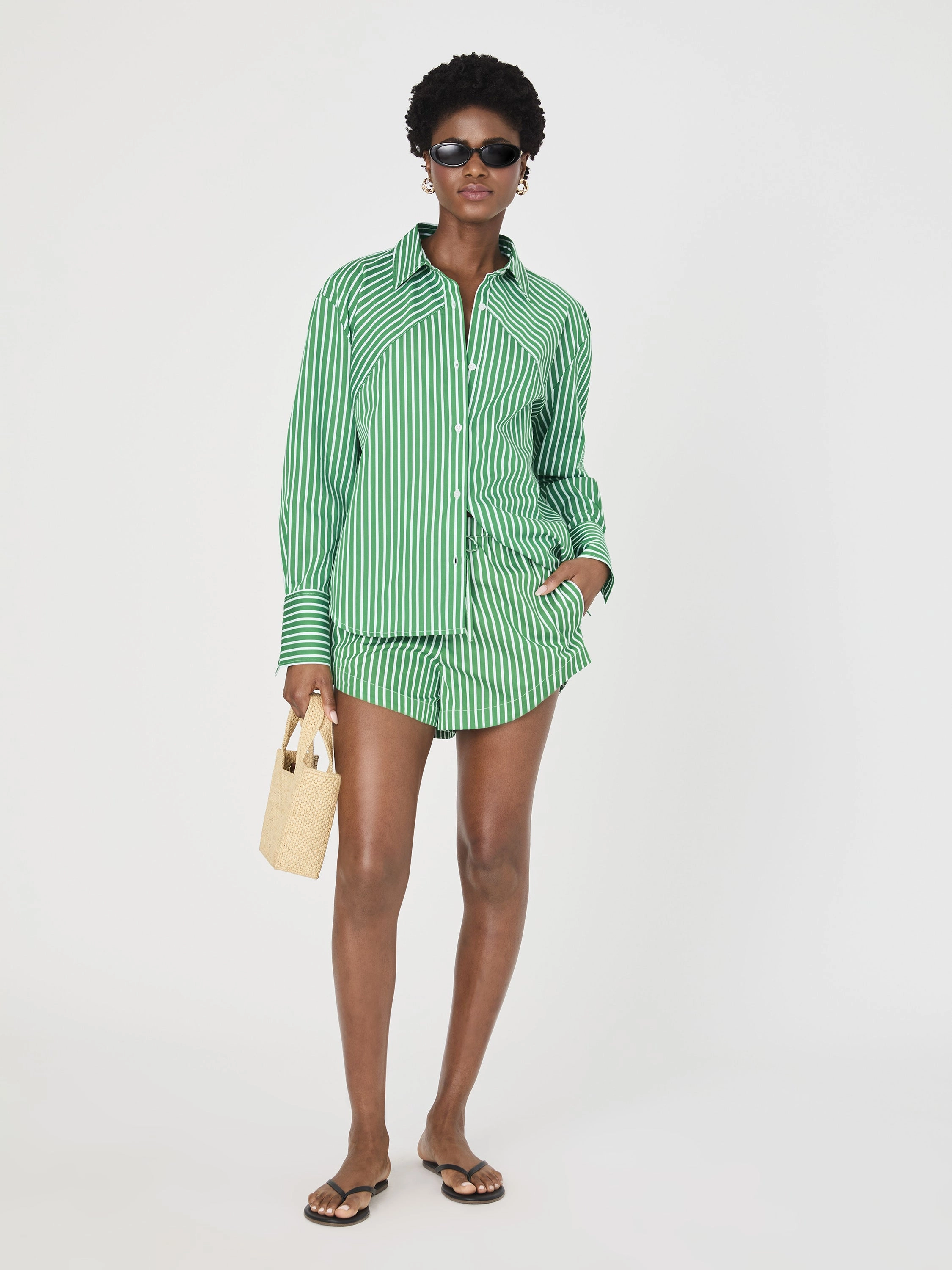Alexis Cotton Drawstring Striped Shorts