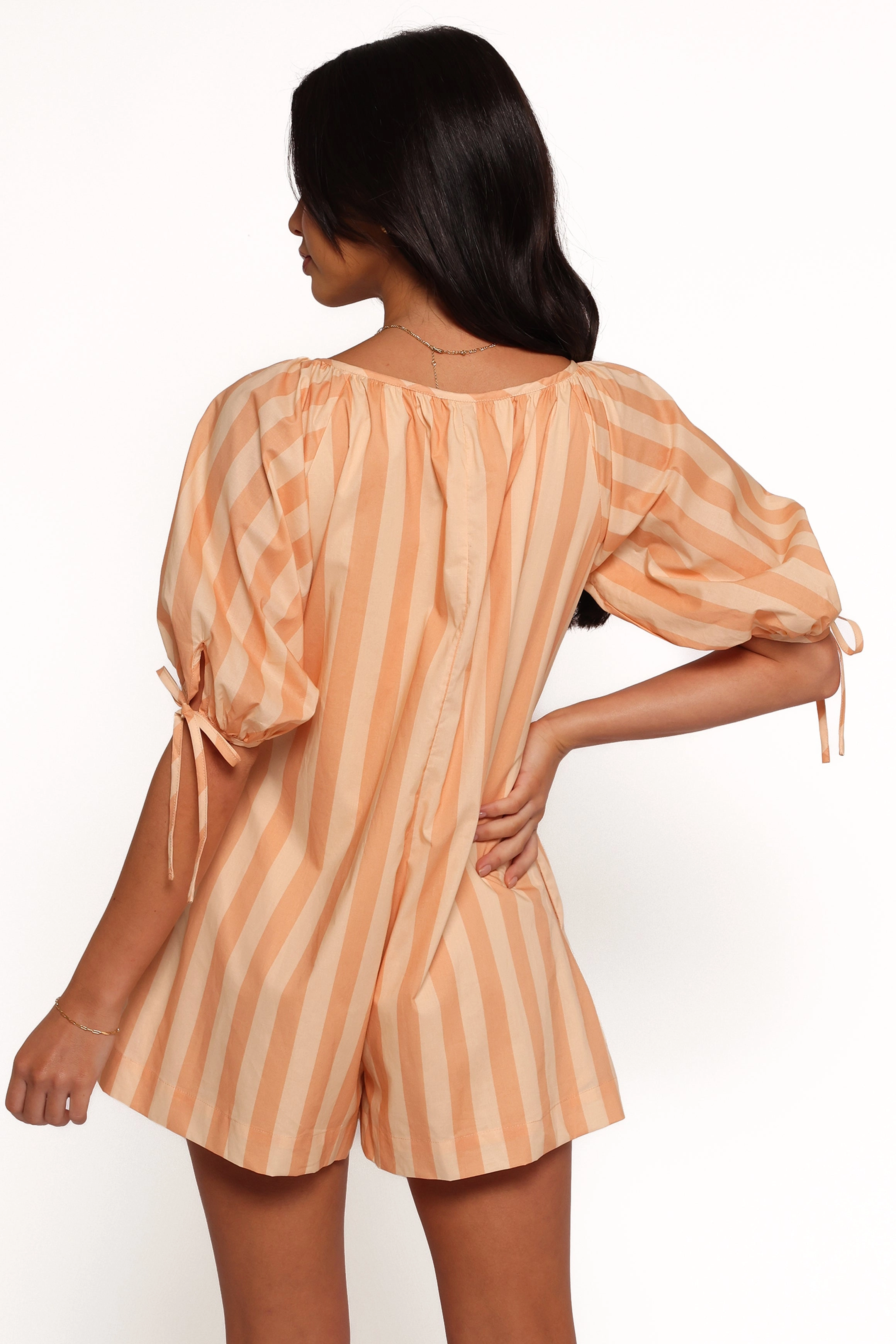 Carina Striped Playsuit - Terracotta Stripe
