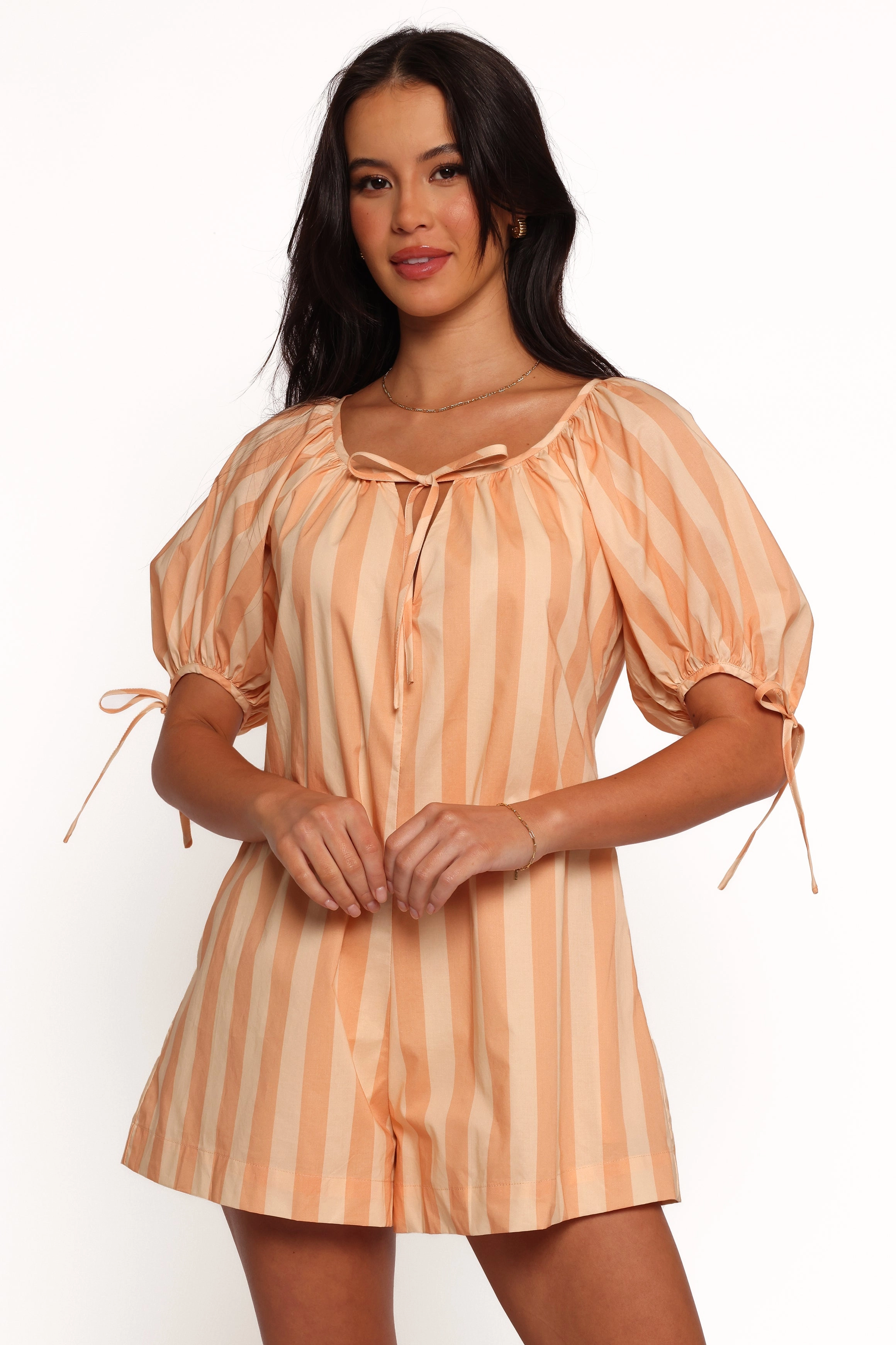 Carina Striped Playsuit - Terracotta Stripe