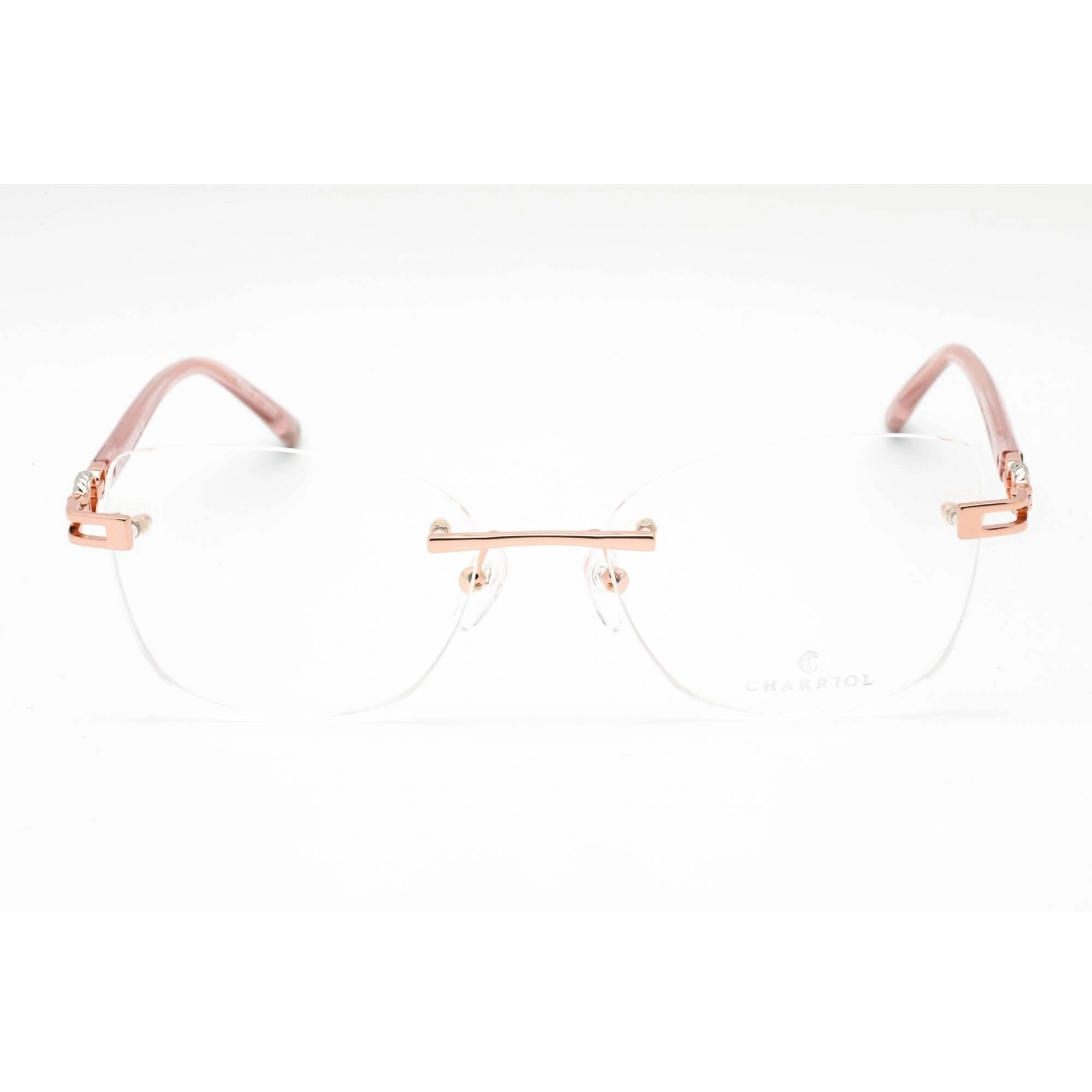 Charriol Men's Eyeglasses - Rimless Shiny Pink Gold Rectangular Metal | PC71051 C03