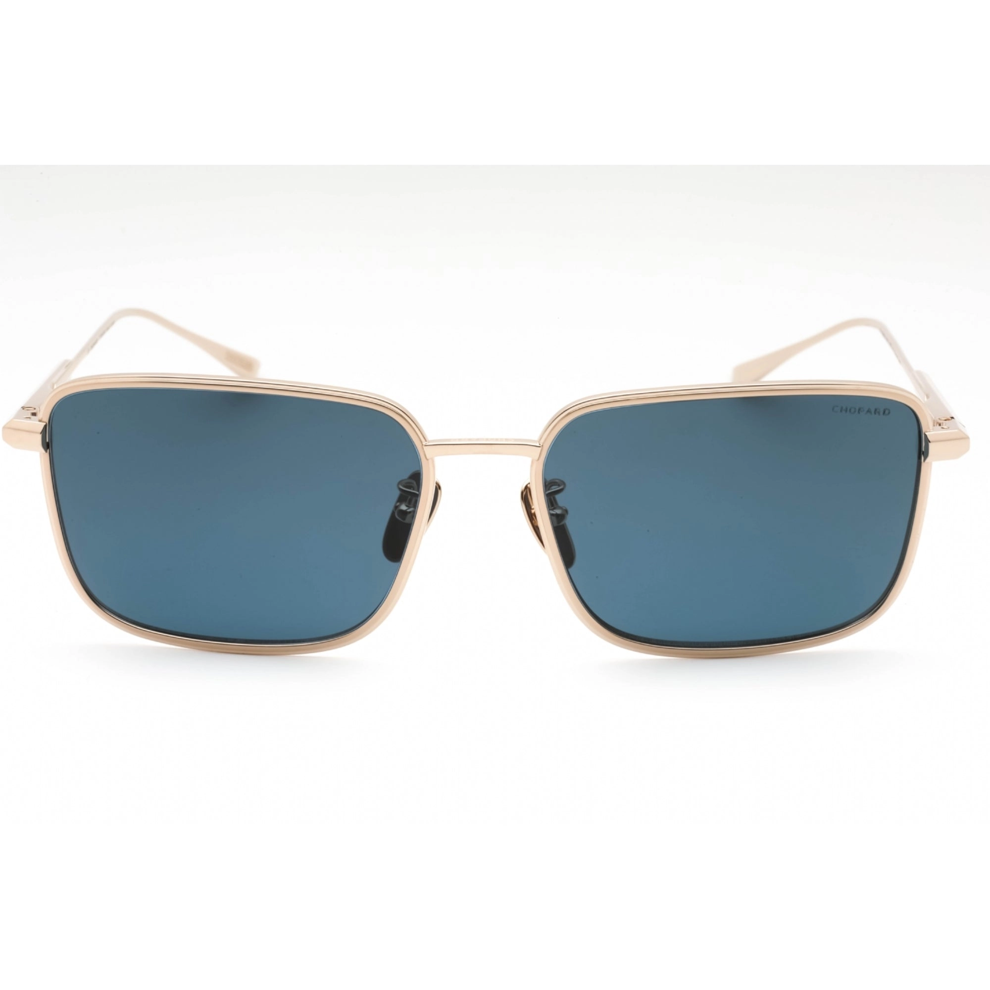 Chopard Men's Sunglasses - Shiny Gold Metal Rectangular Full Rim Frame | SCHF84M 8FZP