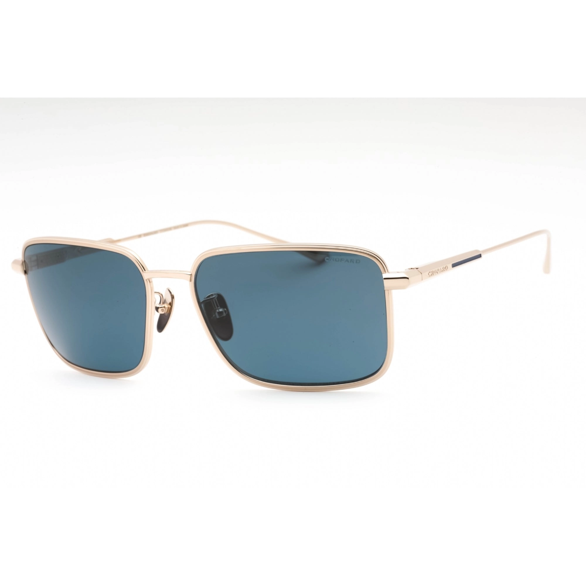 Chopard Men's Sunglasses - Shiny Gold Metal Rectangular Full Rim Frame | SCHF84M 8FZP