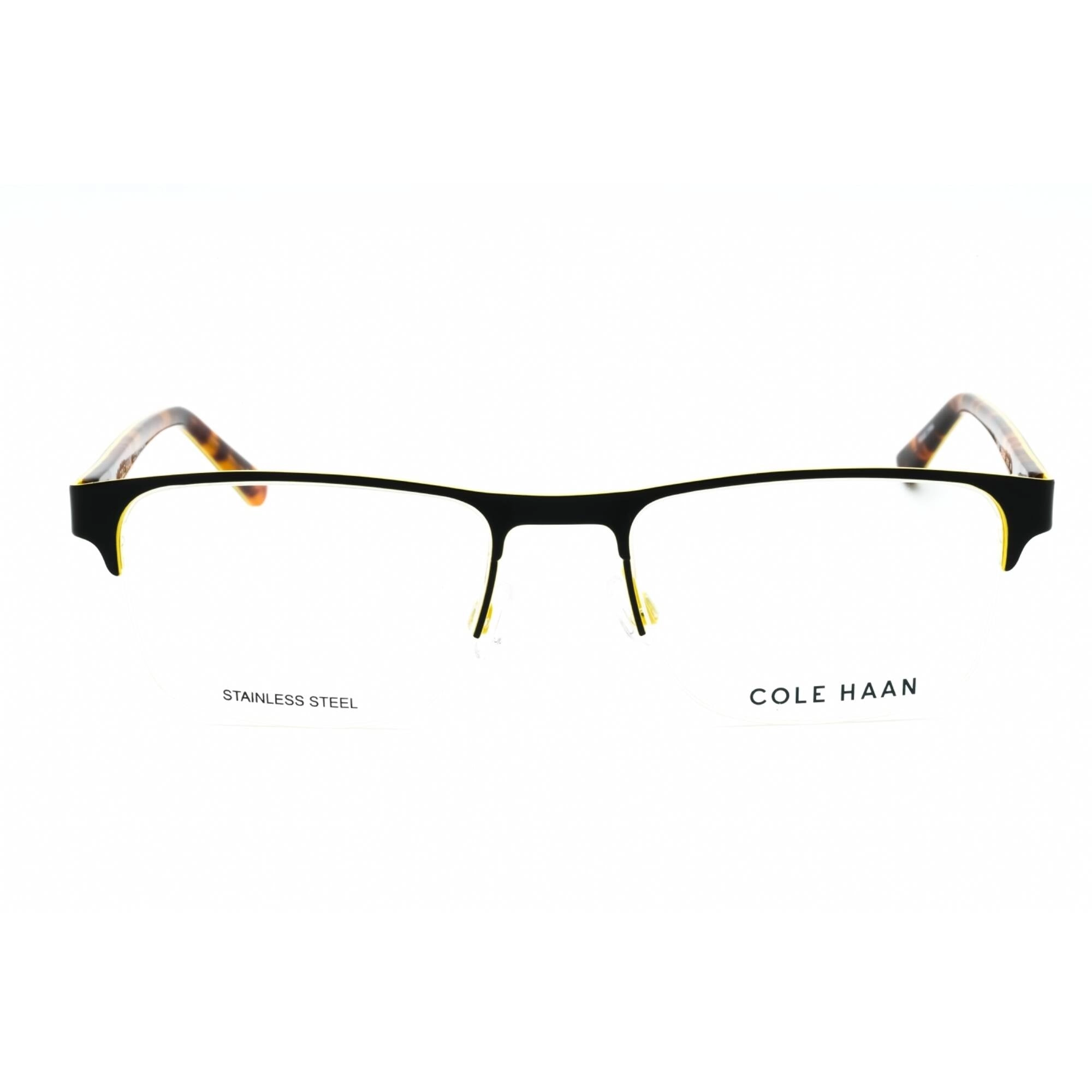 Cole Haan Men's Eyeglasses - Black Metal Half Rim Rectangular Shape Frame| CH4054 001