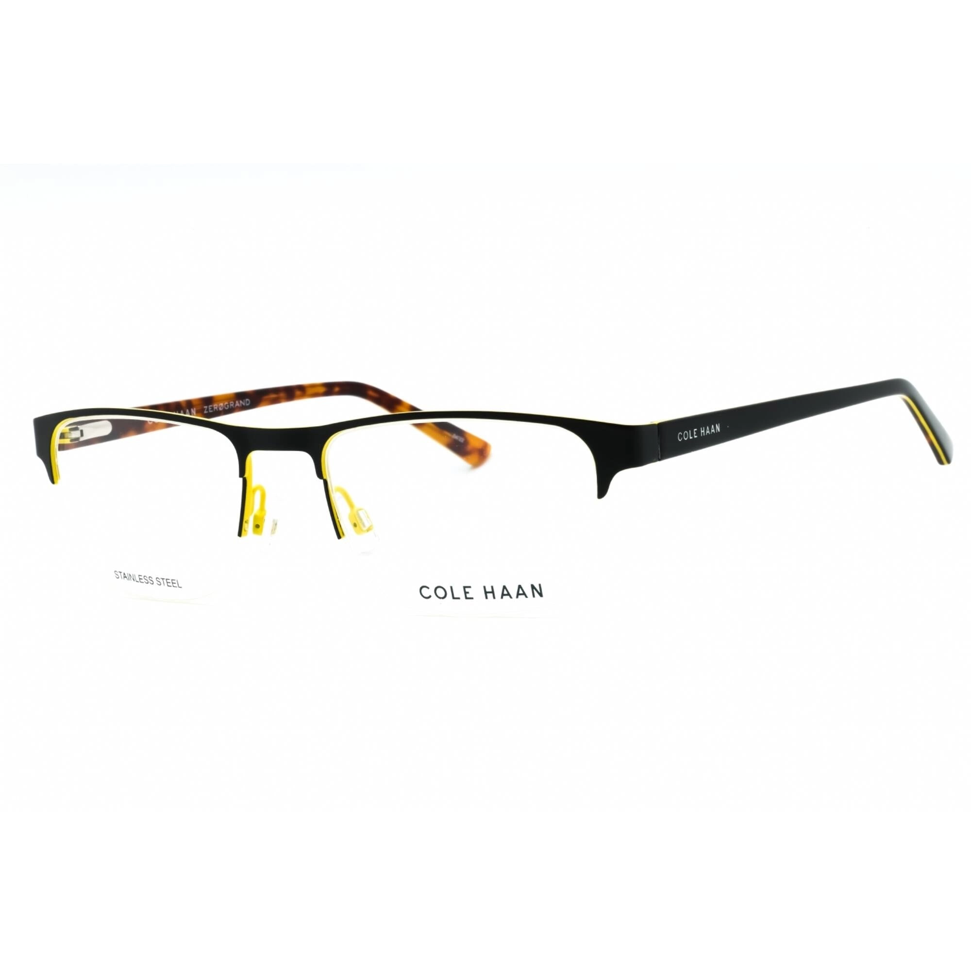 Cole Haan Men's Eyeglasses - Black Metal Half Rim Rectangular Shape Frame| CH4054 001