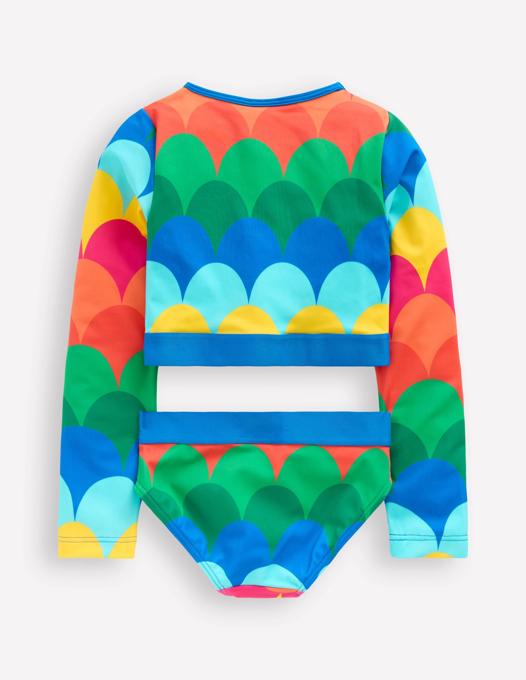 Cropped Rash Vest Set-Multi Scallop Stripe