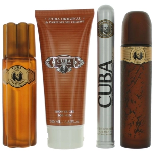 Cuba Men's Personal Care Grooming Gift Set - Gold 4 Piece Woody Aromatic Fragrance