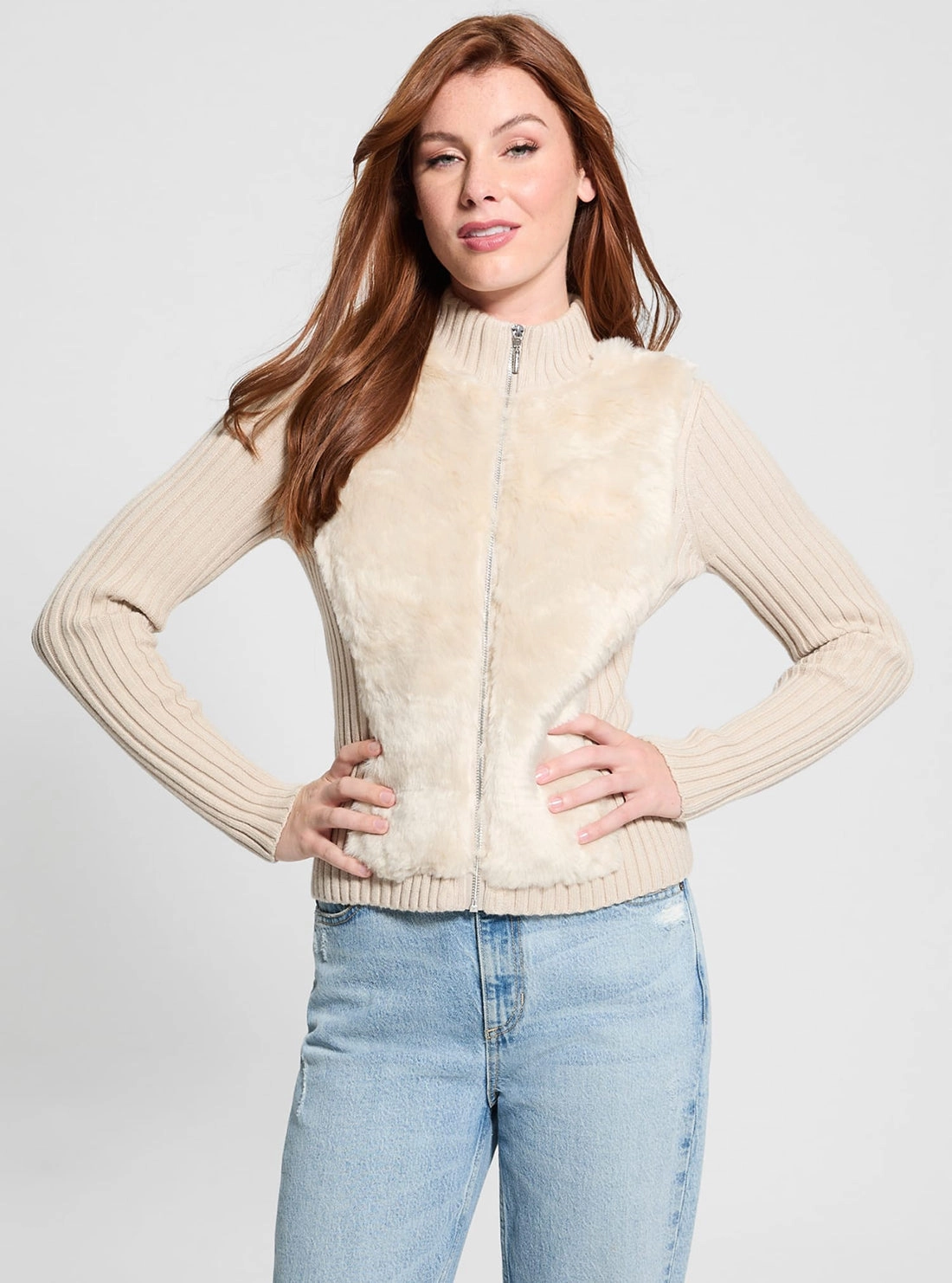 Eco Beige Fur Mix Mila Cardigan