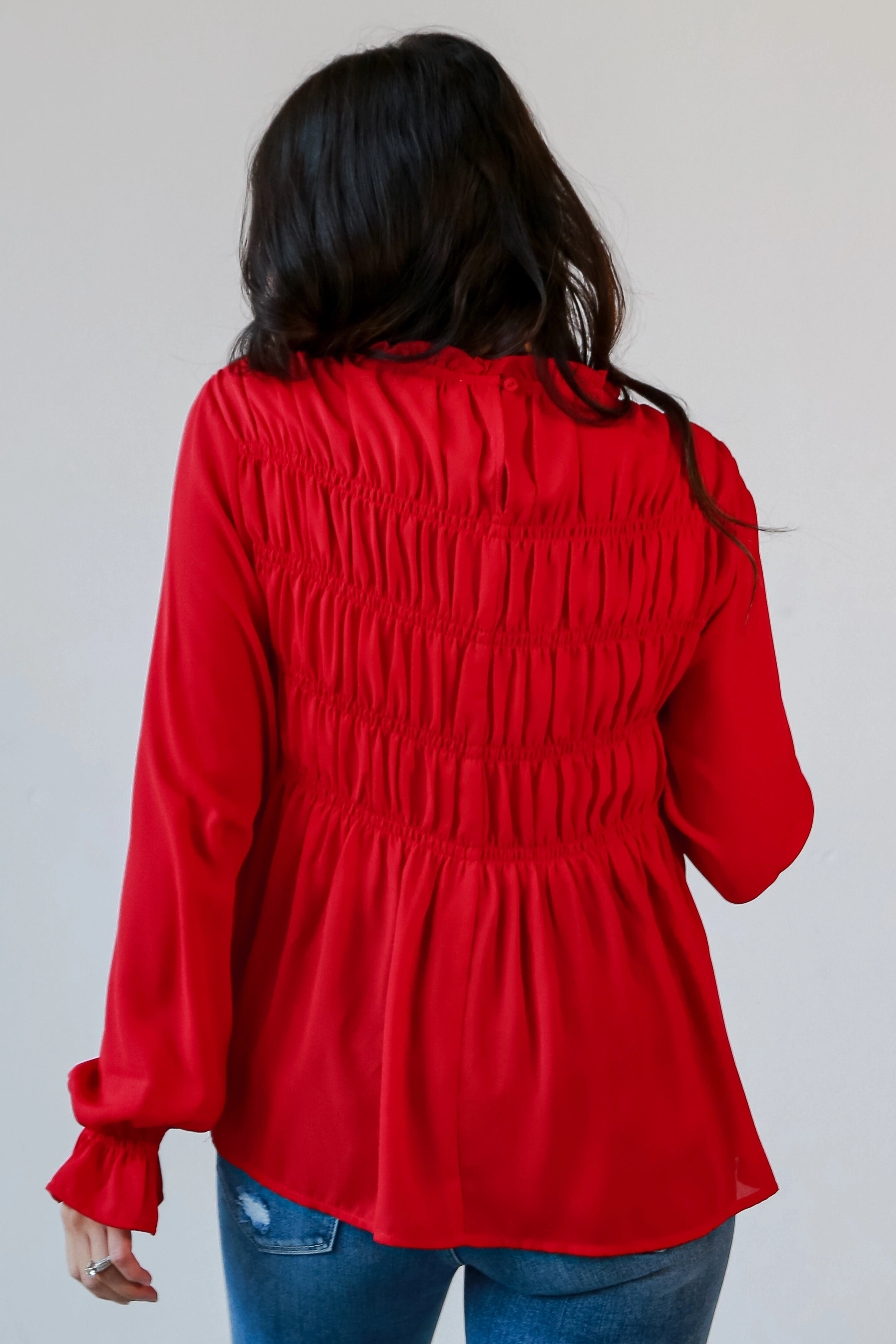 FINAL SALE - Fabulous Fun Red Smocked Blouse