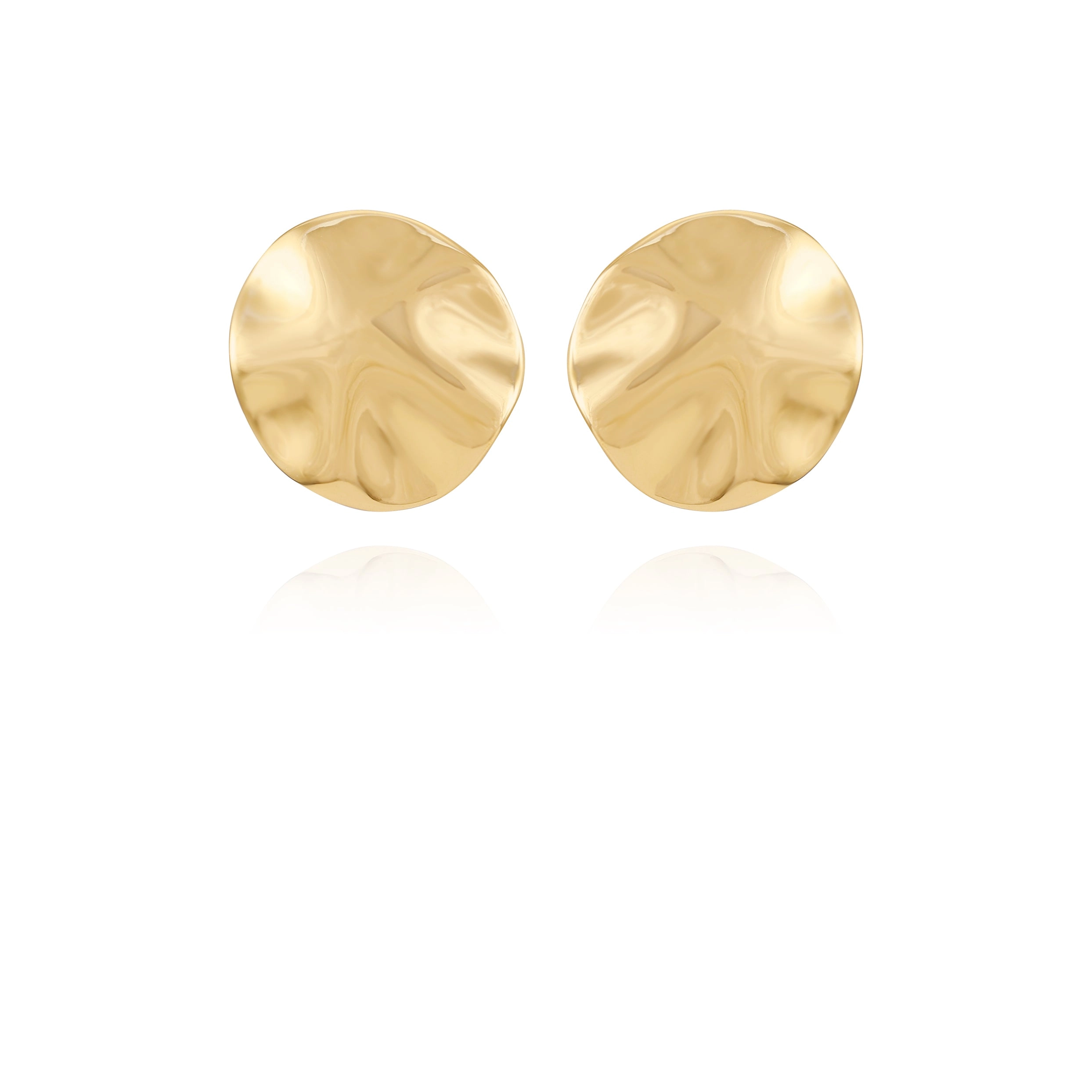 Goldtone Organic Round Button Earrings