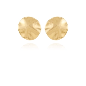 Goldtone Organic Round Button Earrings