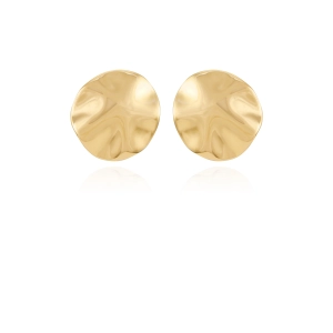 Goldtone Organic Round Clip On Earrings