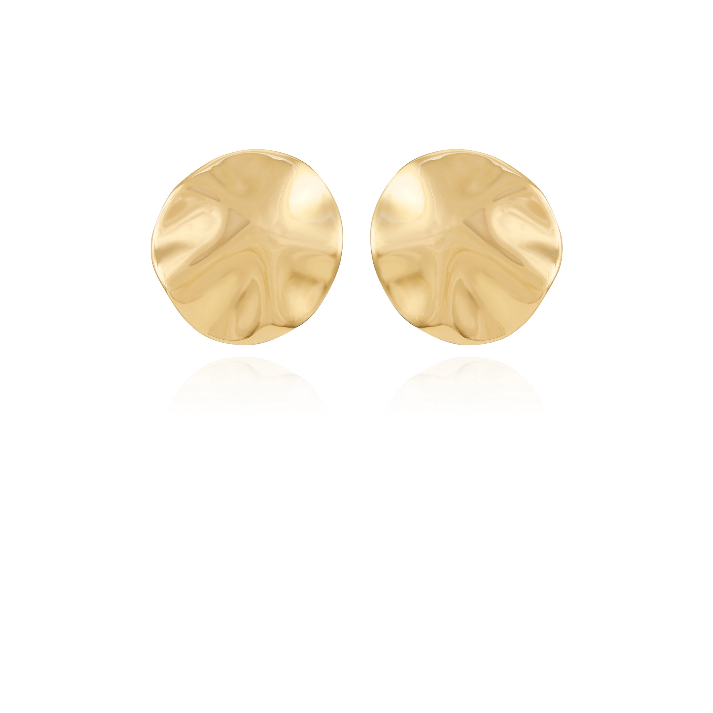 Goldtone Organic Round Clip On Earrings