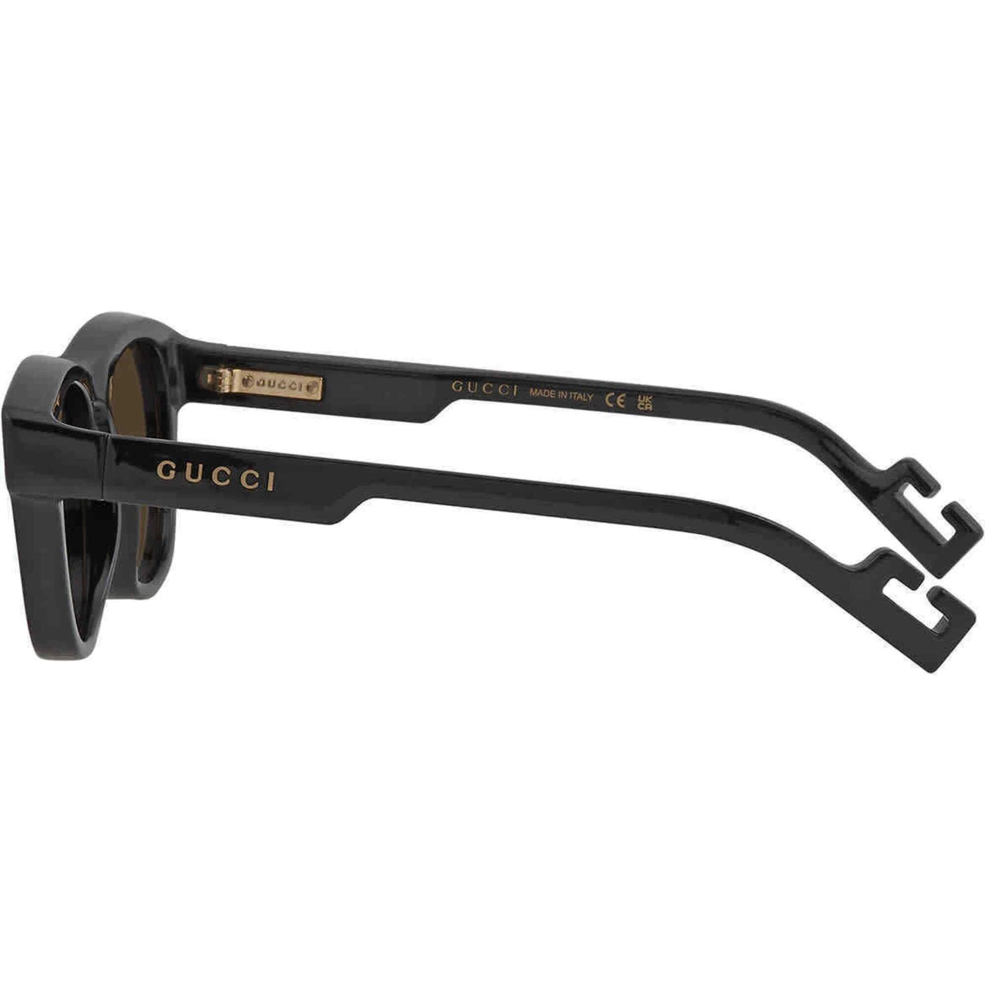 Gucci Men's Sunglasses - Black Injection Full Rim Frame Brown Lens | GG1238S 004