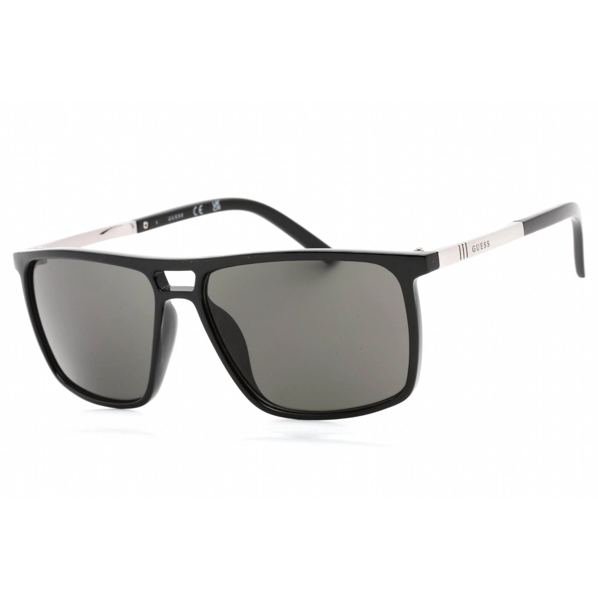 Guess Factory Men's Sunglasses - Shiny Black Rectangular Frame Smoke Lens | GF0236 01A