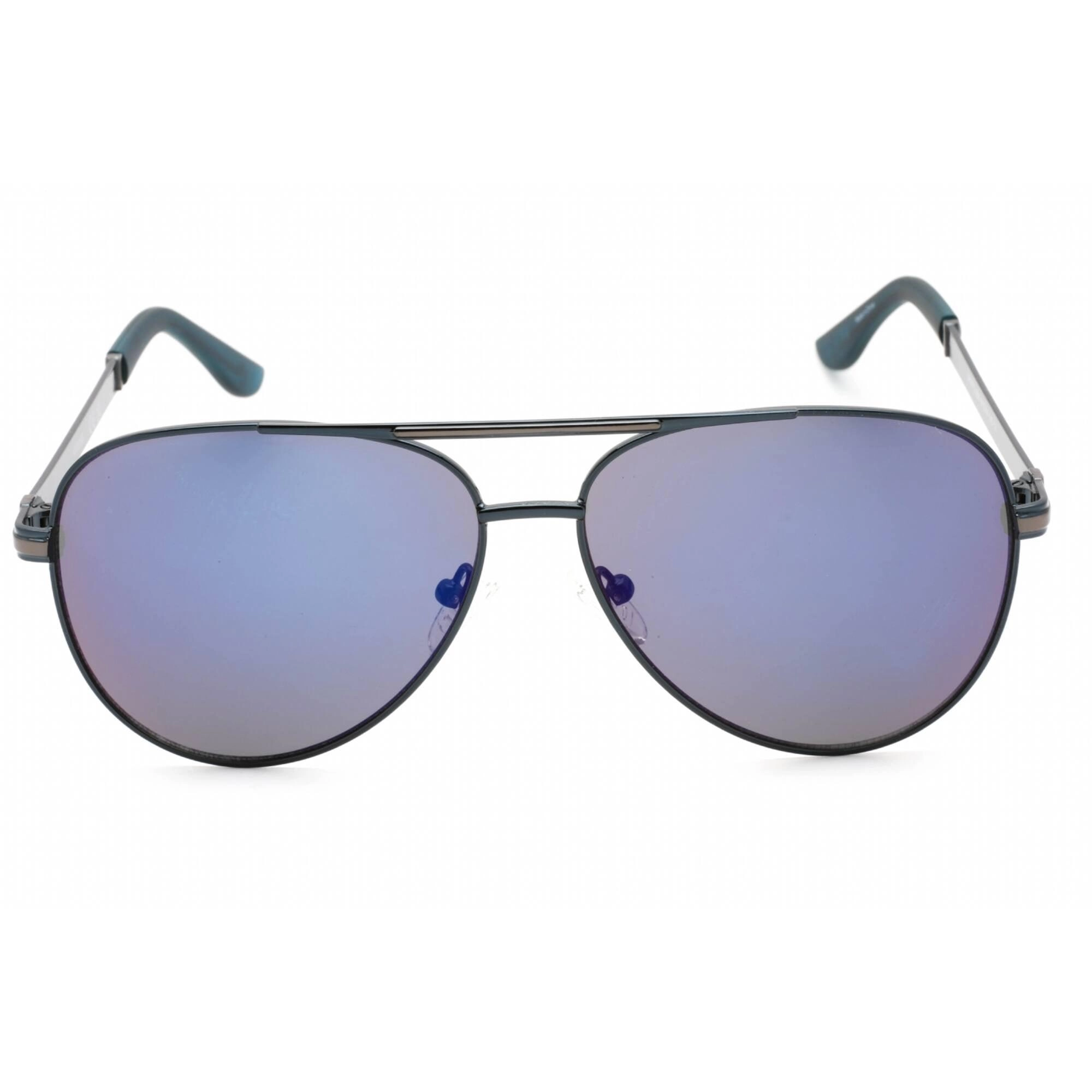 Guess Factory Men's Sunglasses - Shiny Blue Metal Frame Blue Mirror Lens | GF0173 90X