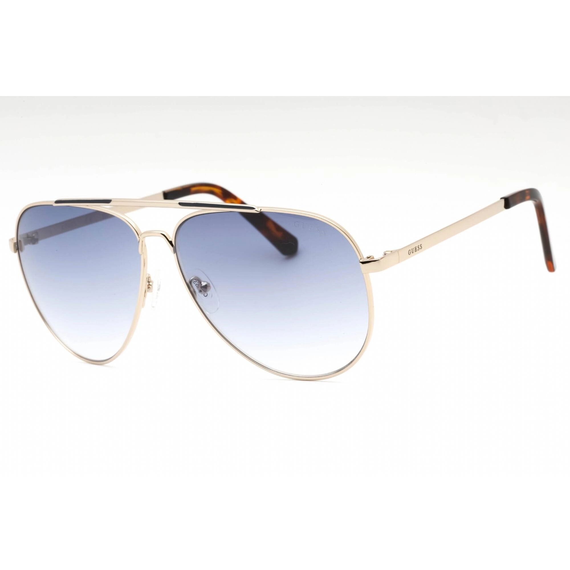 Guess Men's Sunglasses - Gold Metal Aviator Frame Gradient Blue Lens | GU00059 32W