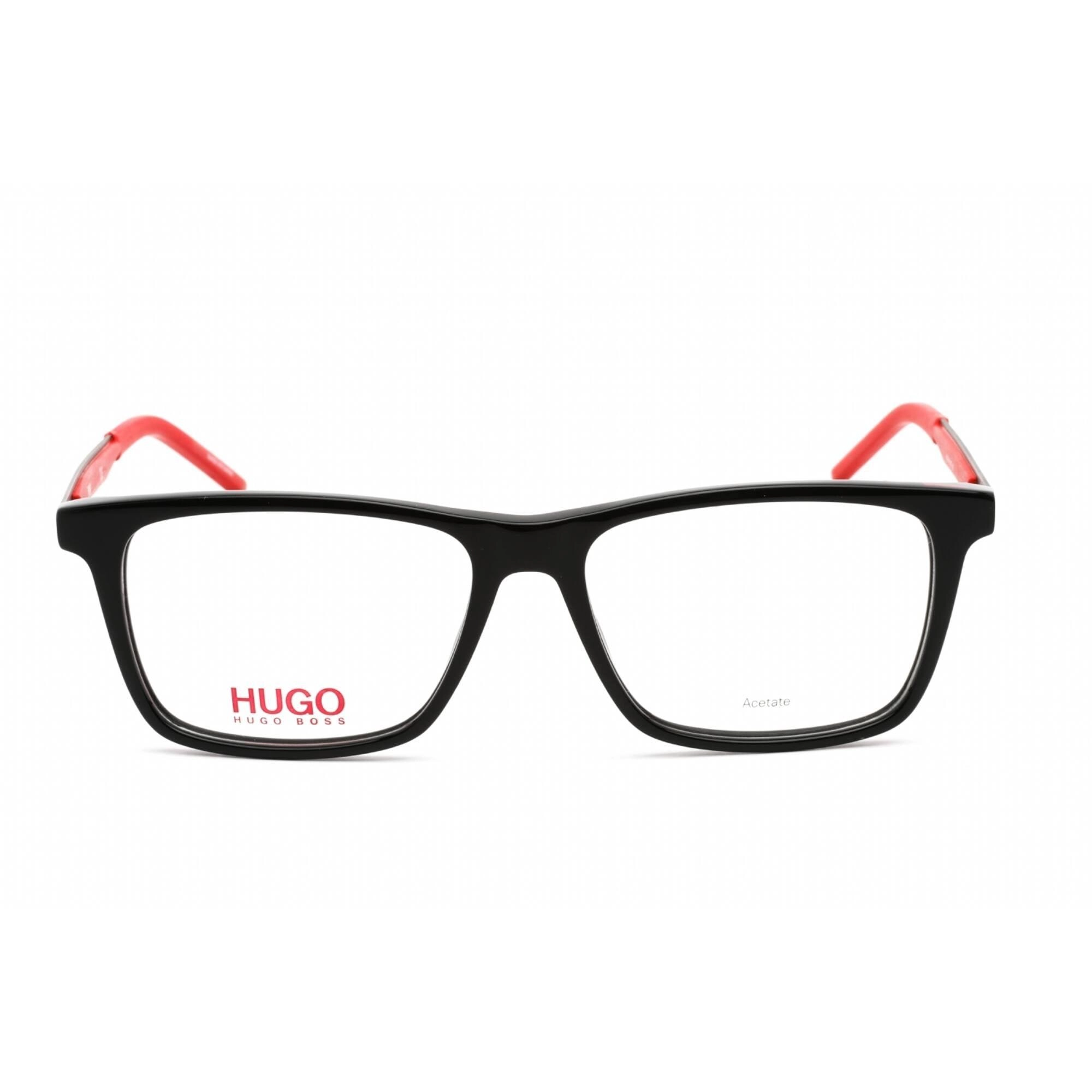 Hugo Men's Eyeglasses - Black Rectangular Plastic Frame Clear Lens | HG 1140 0807 00