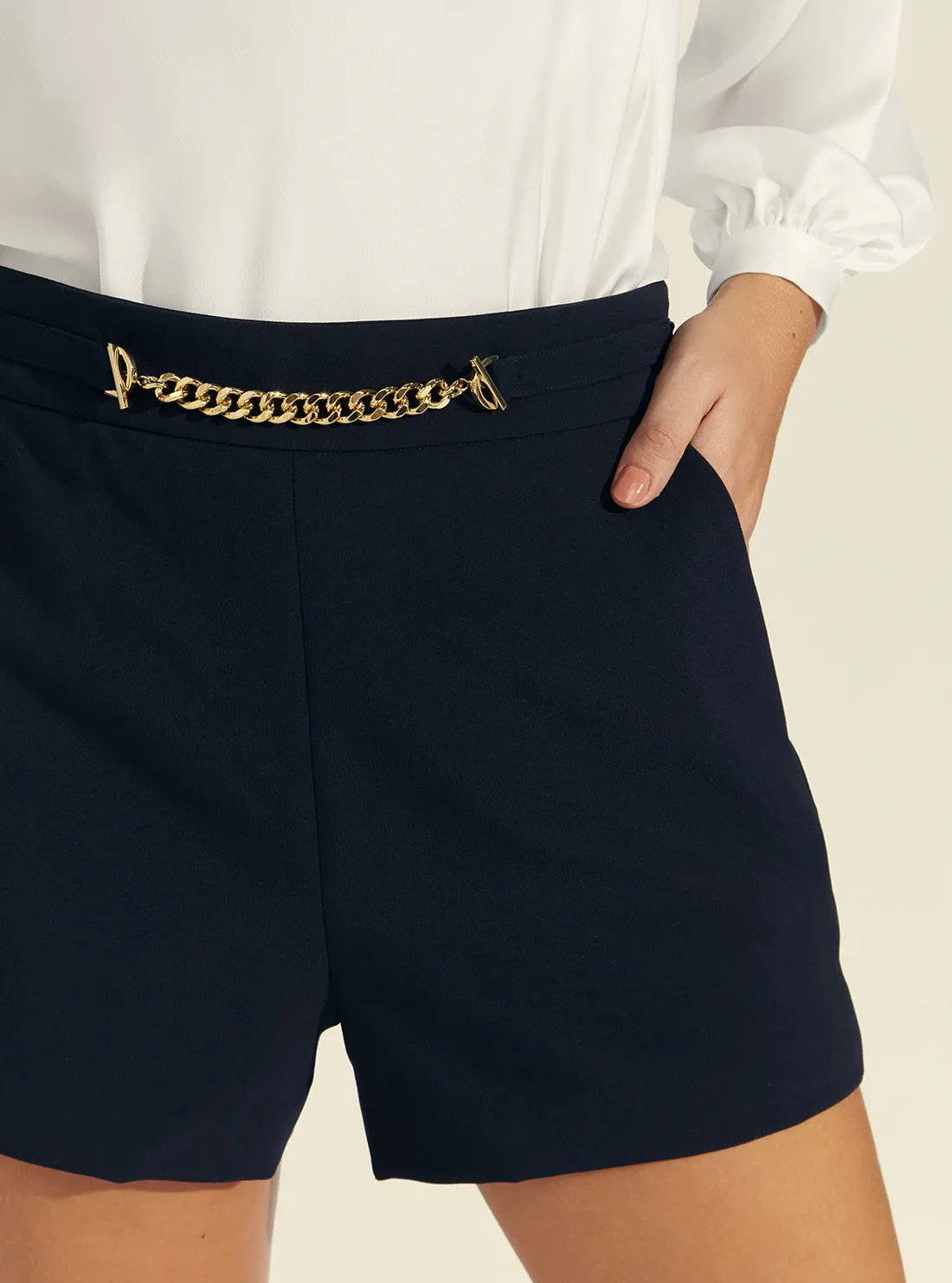 Marciano Navy Blue High-Rise Genesis Shorts