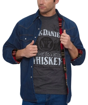 Men's Ely Cattleman Long Sleeve Flannel Lined Denim Western Snap Shirt 15202951-75