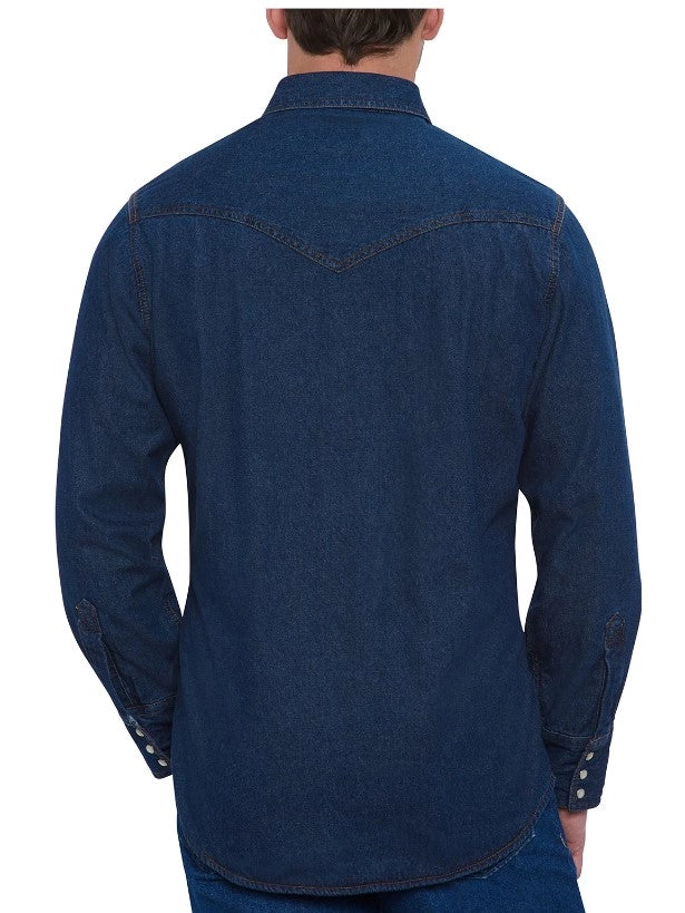 Men's Ely Cattleman Long Sleeve Flannel Lined Denim Western Snap Shirt 15202951-75