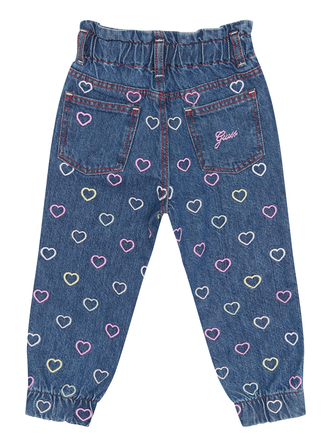 Multicolour Heart Embroidered Denim Pants (6-24m)