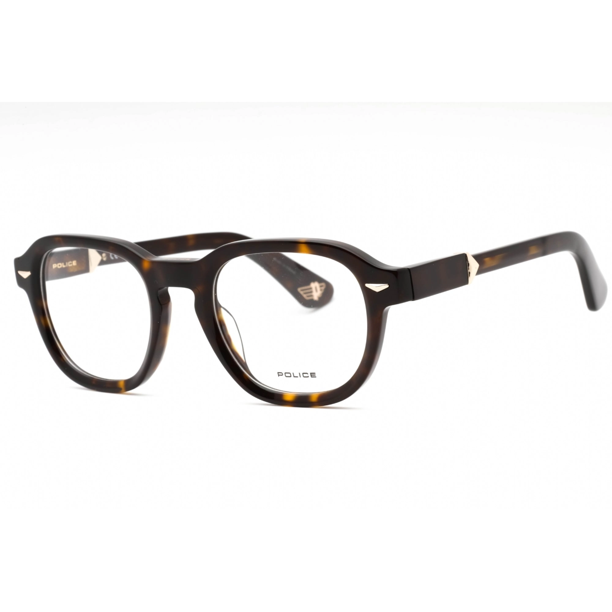 Police Men's Eyeglasses - Dark Tortoise Plastic Round Full Rim Frame | VPLG81 722Y