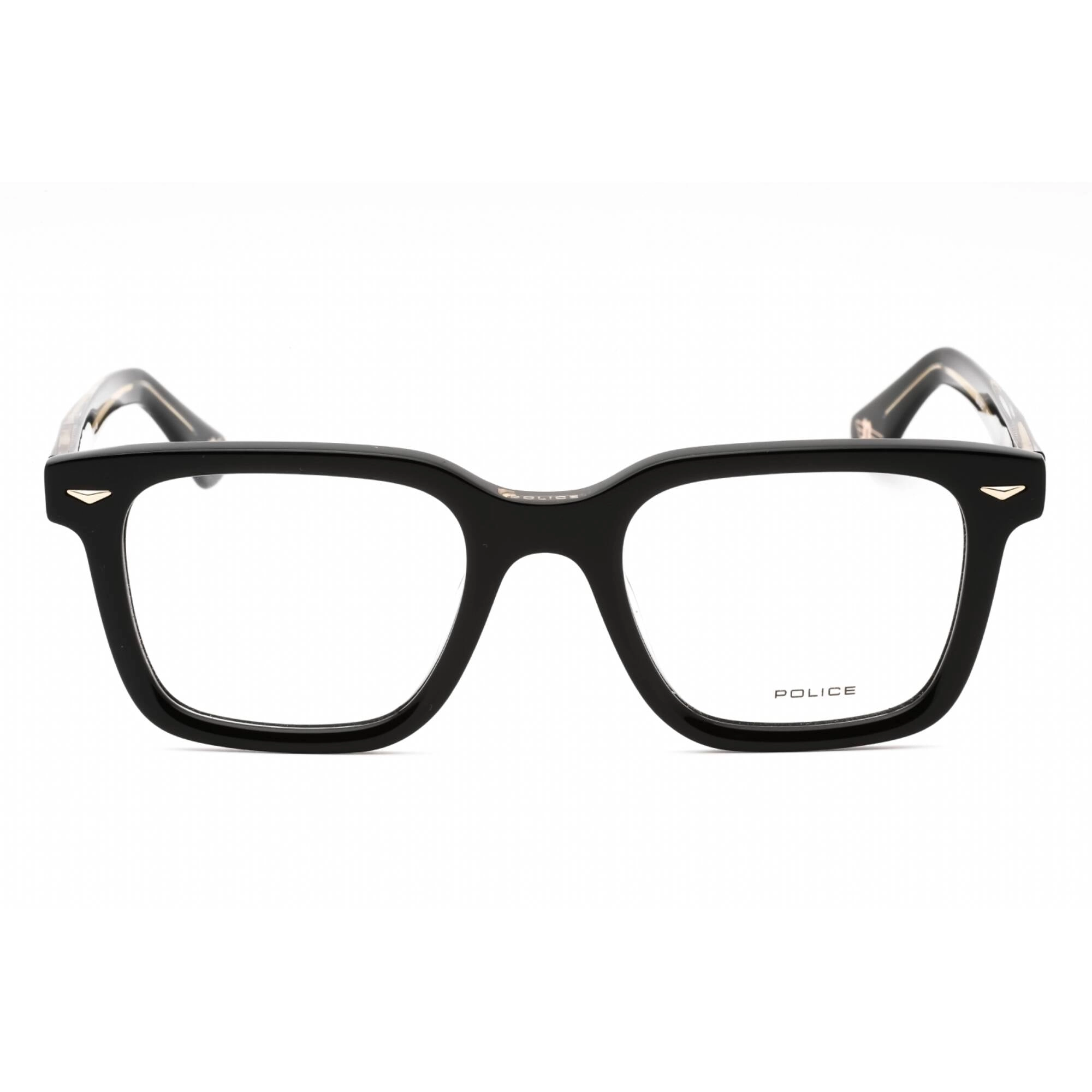 Police Men's Eyeglasses - Shiny Black Plastic Square Full Rim Frame | VPLG80V 700V