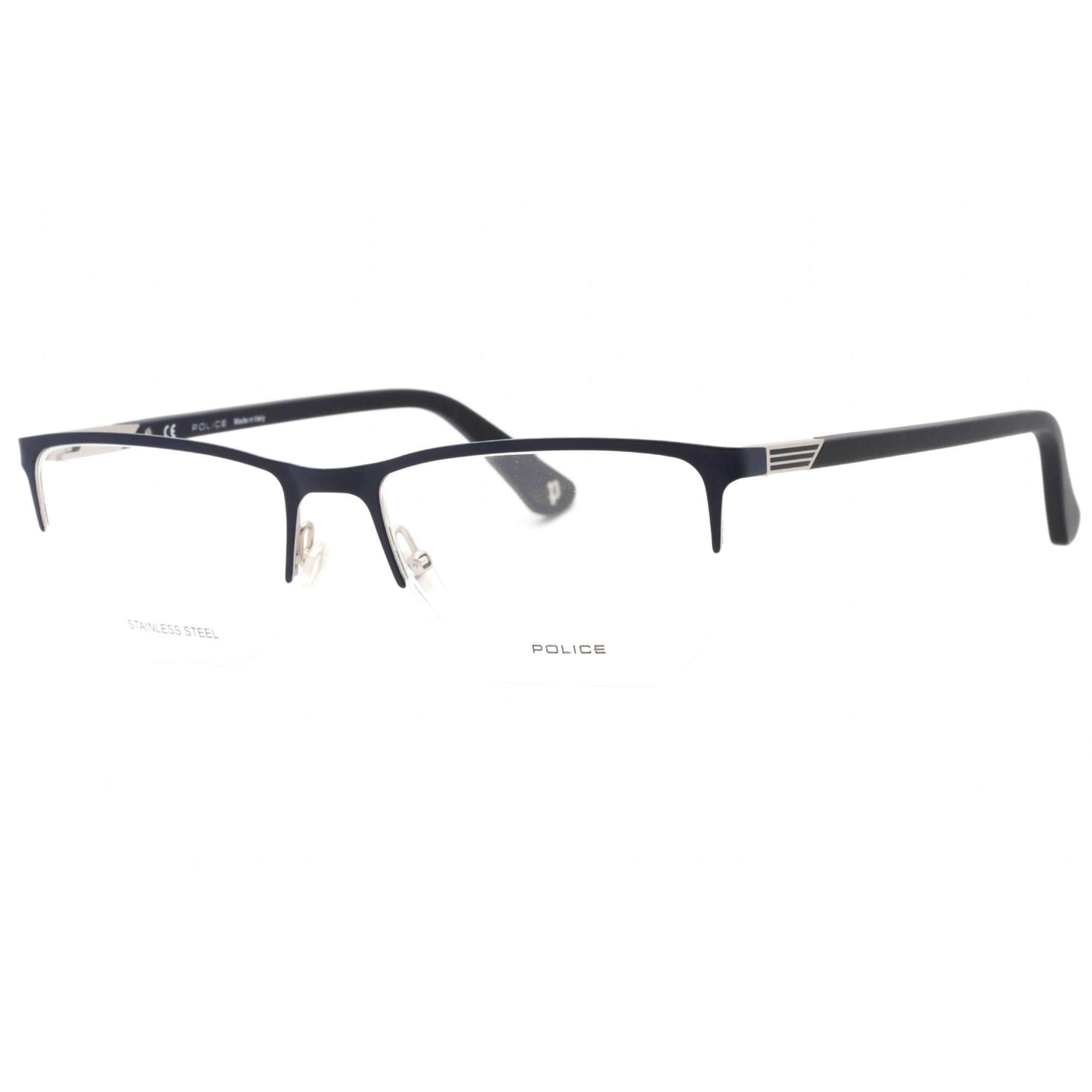 Police Men's Eyeglasses - Shiny Gunmetal Metal Rectangular Full Rim | VPL884 0502
