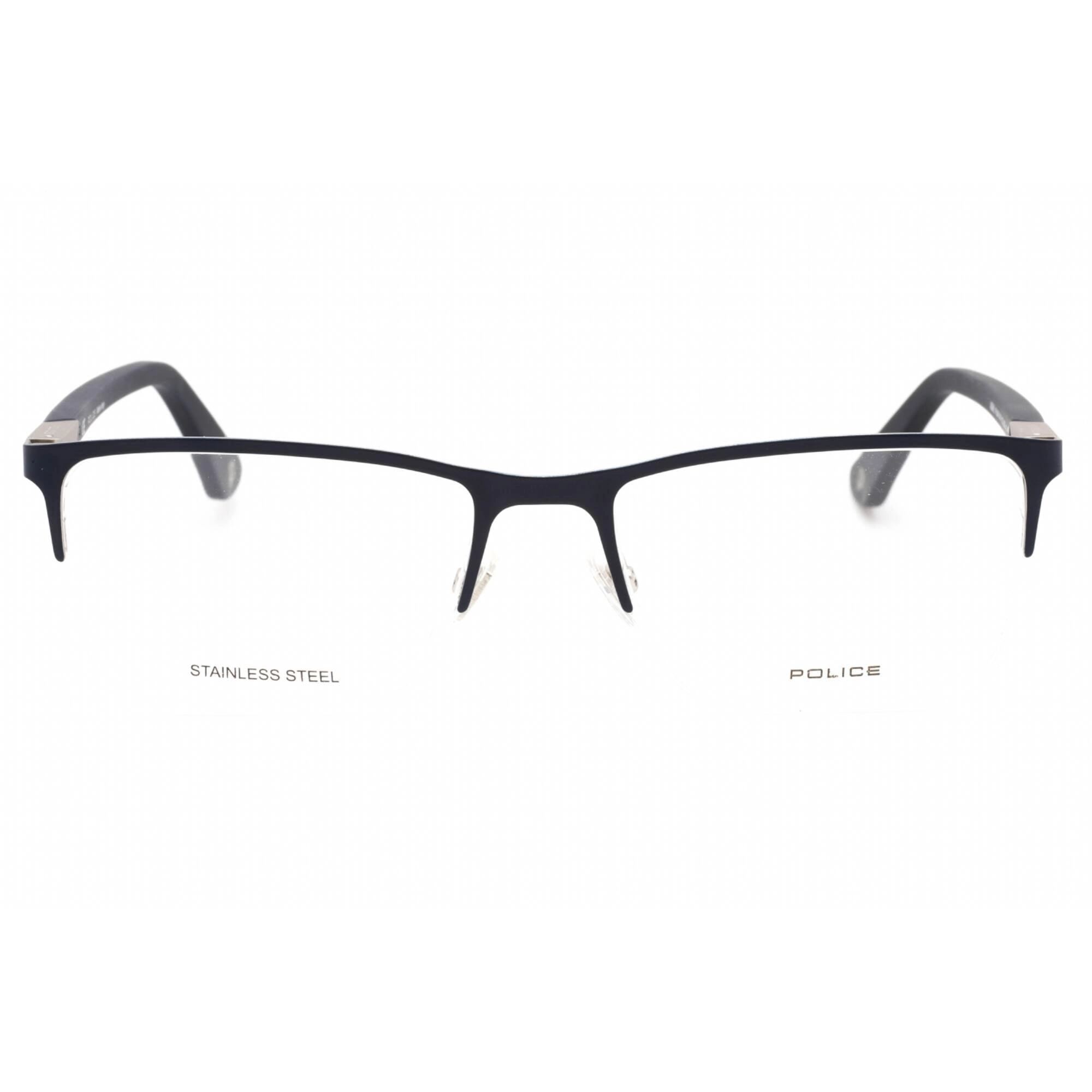 Police Men's Eyeglasses - Shiny Gunmetal Metal Rectangular Full Rim | VPL884 0502