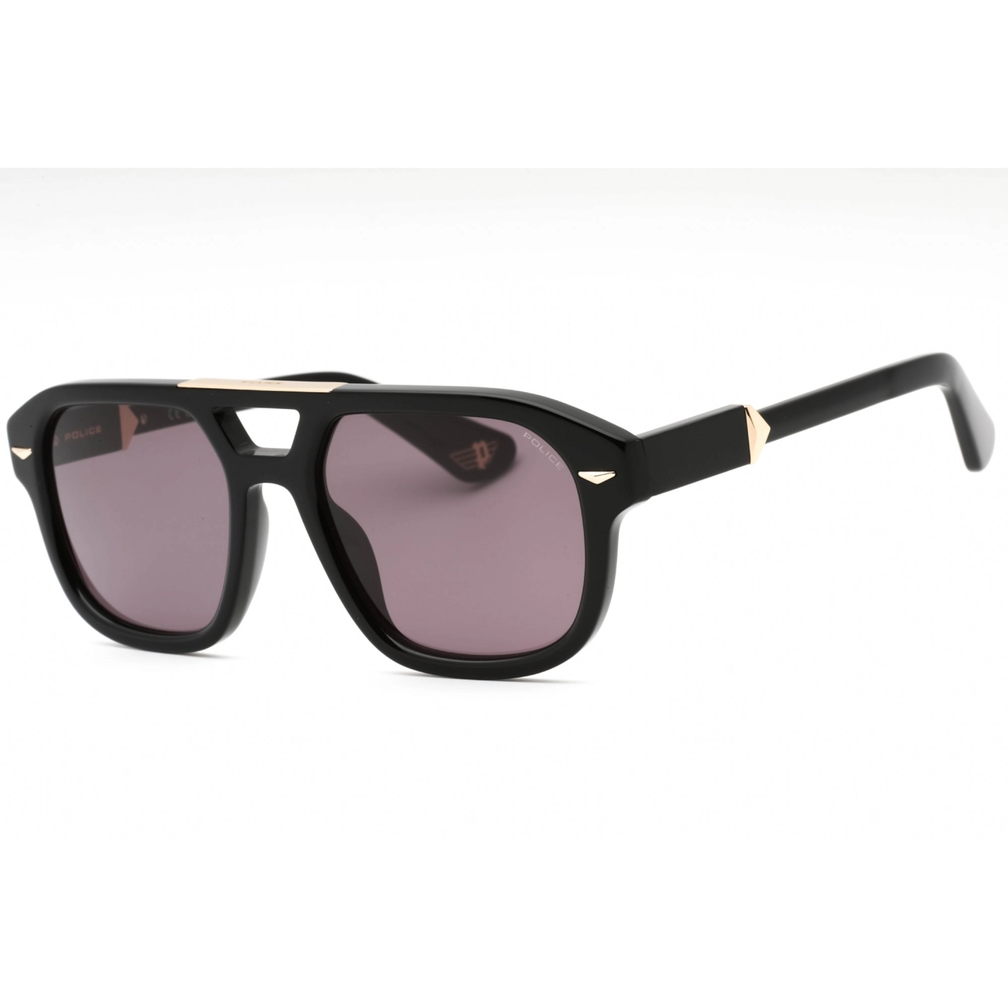 Police Men's Sunglasses - Shiny Black Plastic Pilot Full Rim Shape Frame| SPLL19 0700