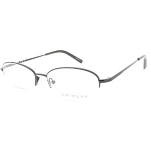Primary Men's Eyeglasses - Demo Lens Titanium Oval Shape Half Rim Frame | Pt106 Black