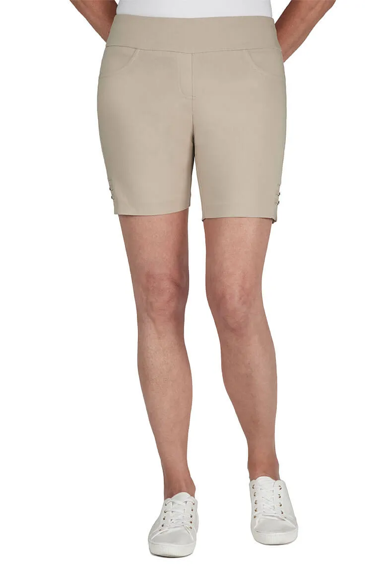Pull-On Studded Lattice Hem Short