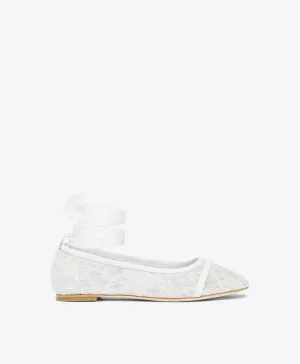 Sabina White Lace Flat Pumps