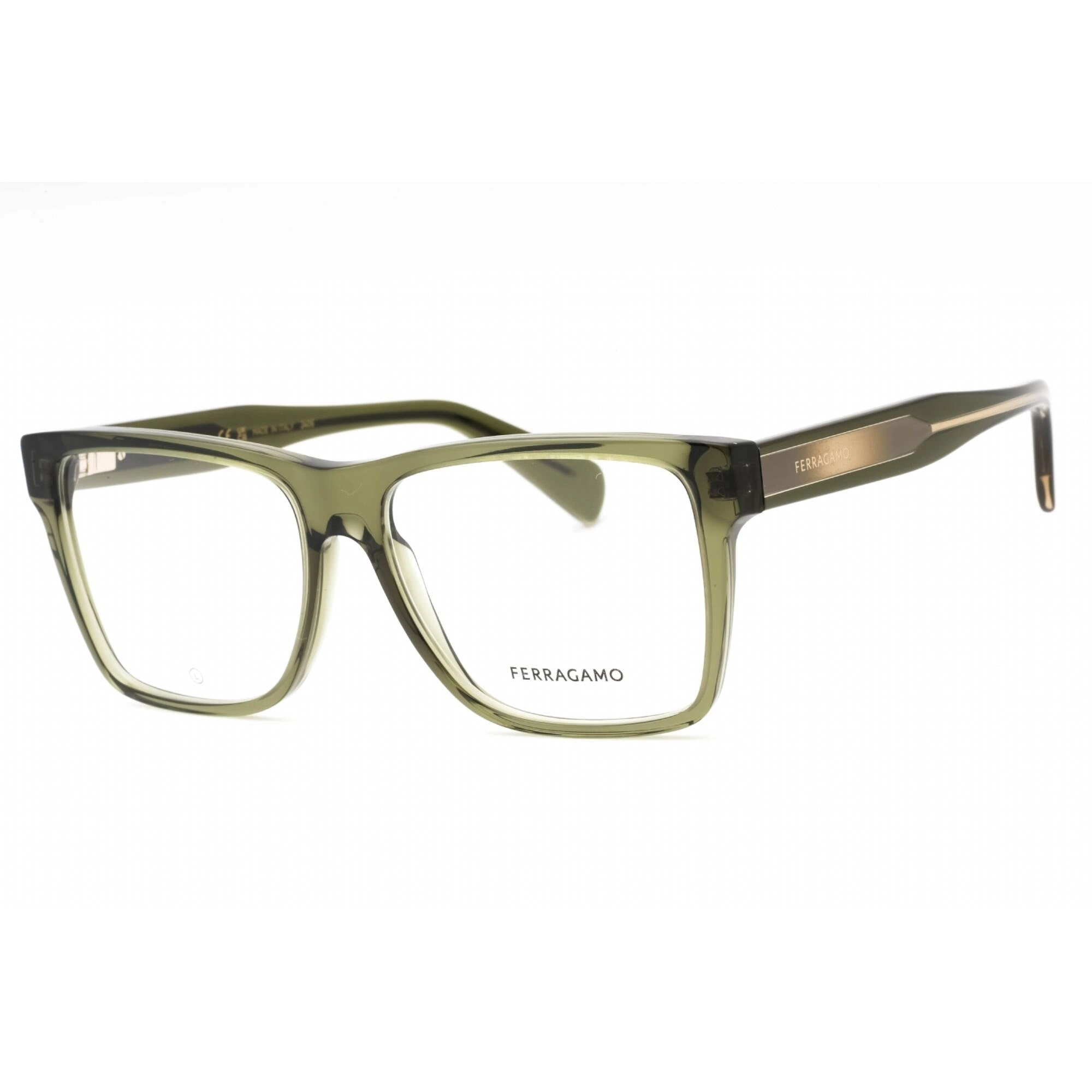 Salvatore Ferragamo Men's Eyeglasses - Transparent Khaki Rectangular | SF2953N 320