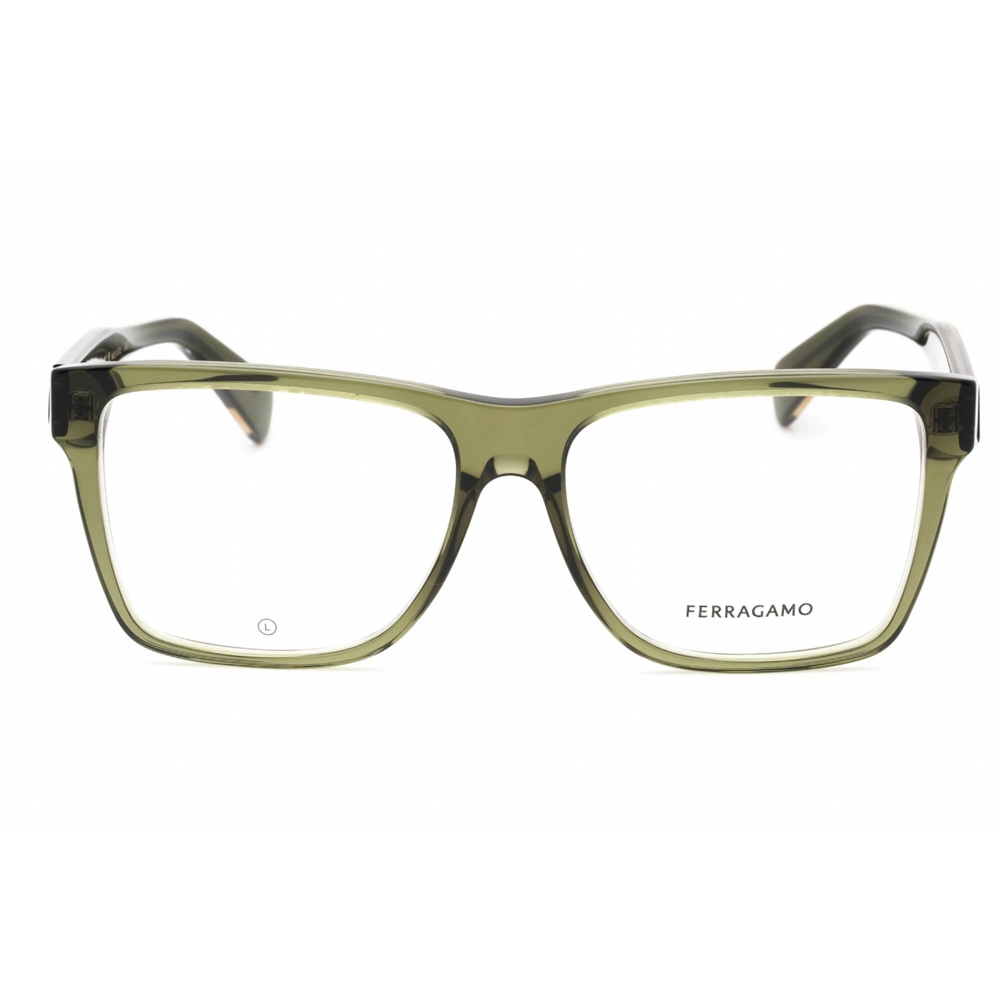 Salvatore Ferragamo Men's Eyeglasses - Transparent Khaki Rectangular | SF2953N 320