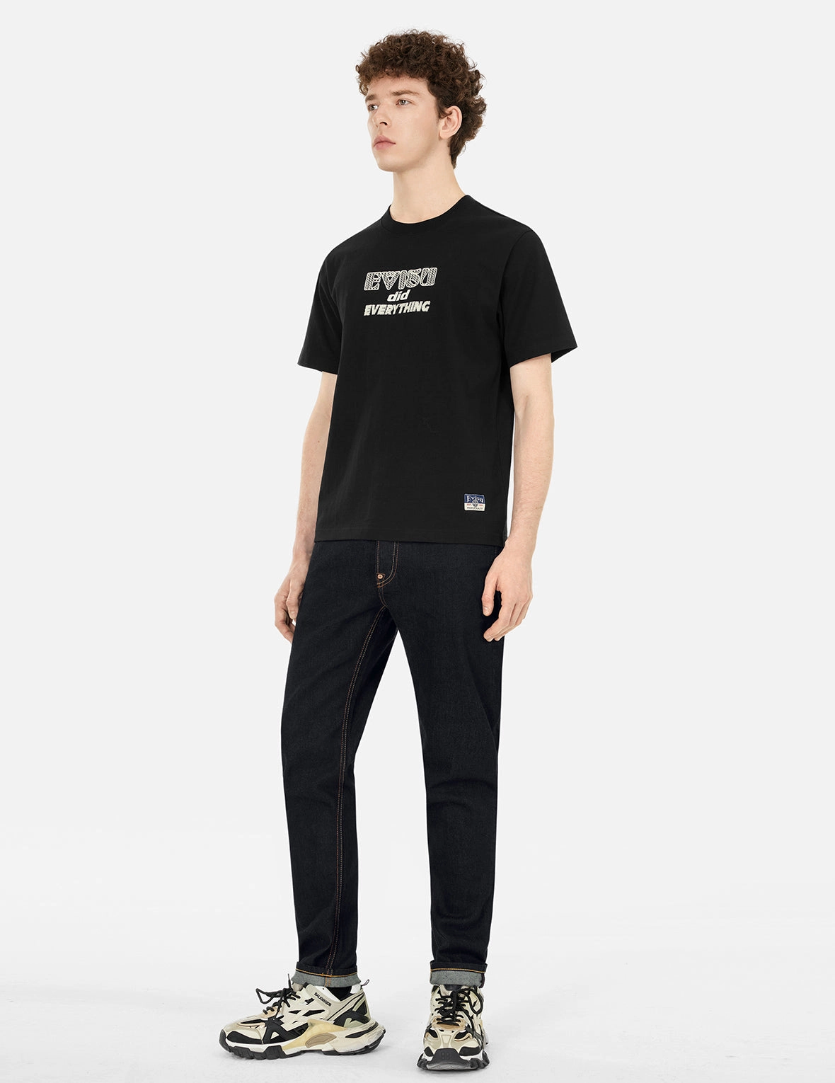 Seagull with Kamon Print Pockets Carrot Fit Jeans #2017