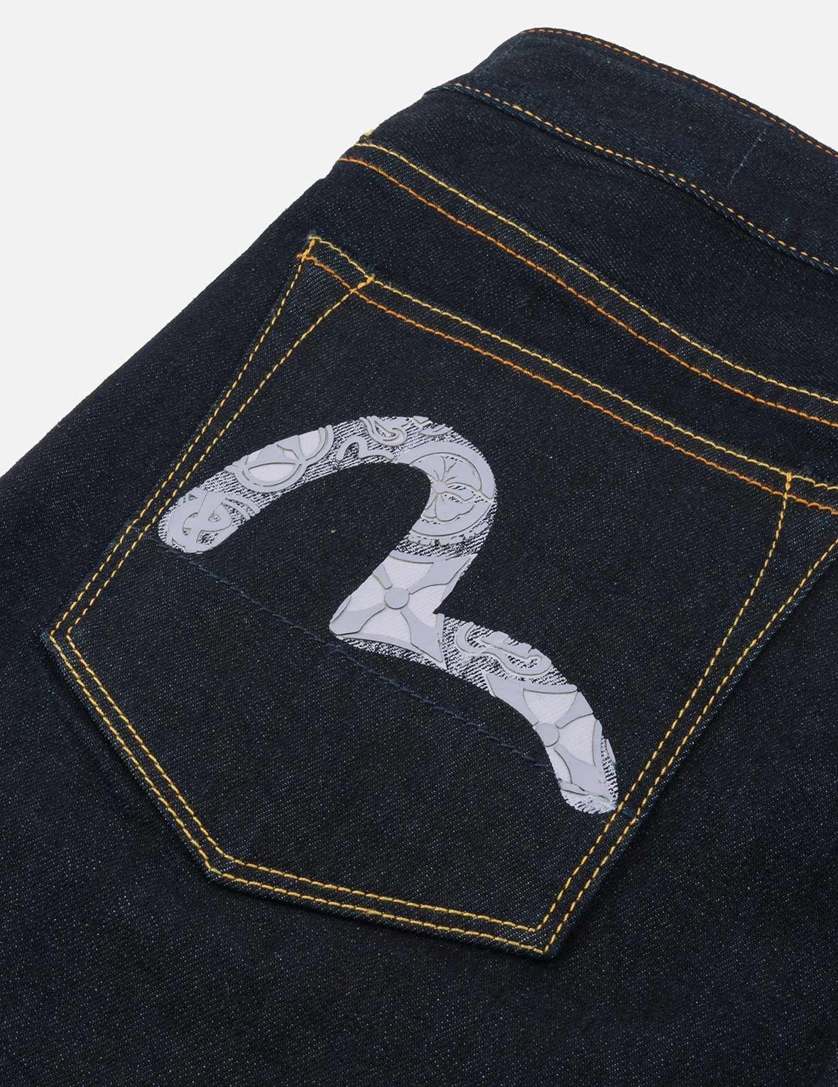 Seagull with Kamon Print Pockets Carrot Fit Jeans #2017