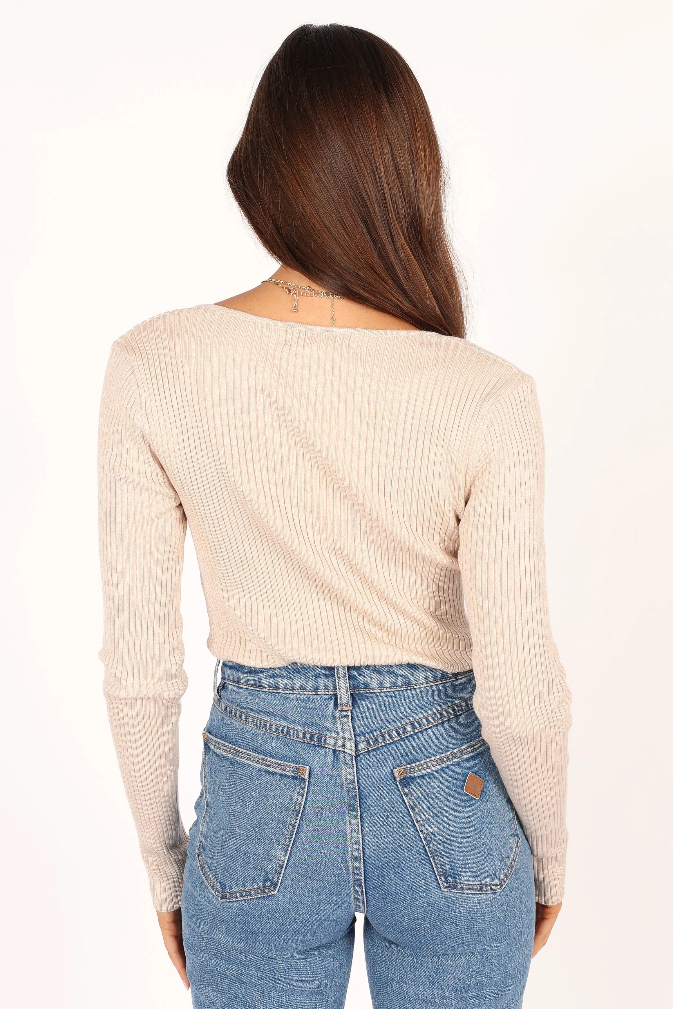 Shani Ribbed Knit Top - Oatmeal