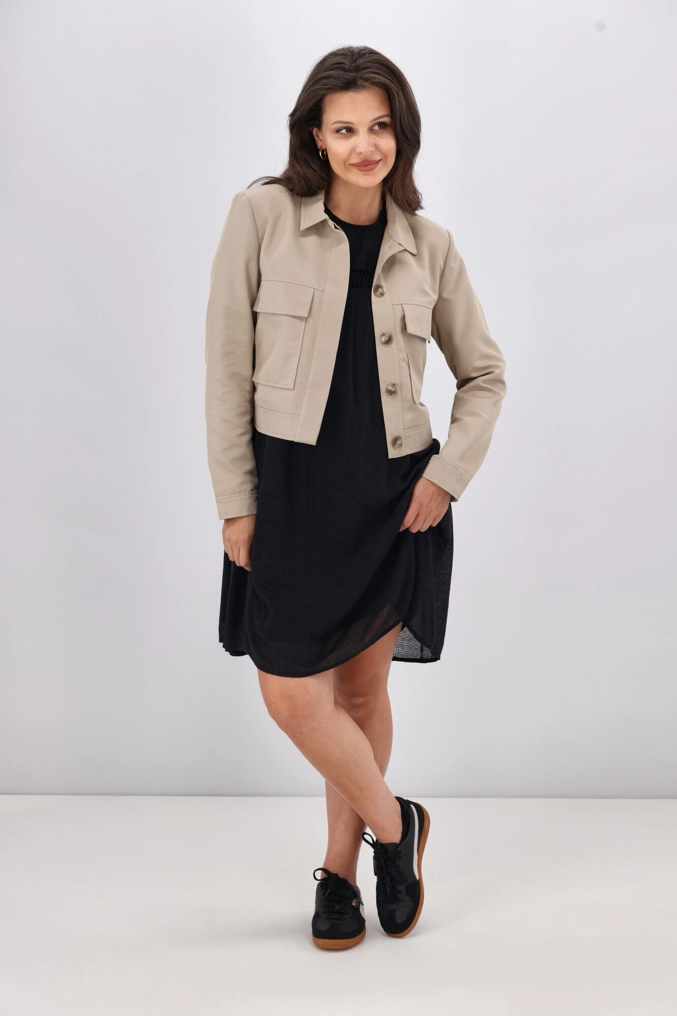 Shine On Label Eckles Cropped Utility Jacket- Mocha