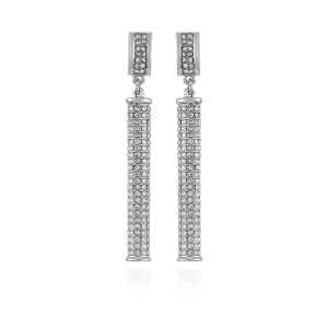 Silvertone Crystal Stone Drop Earrings