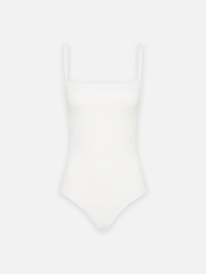 Square Maillot in Chalk Crinkle