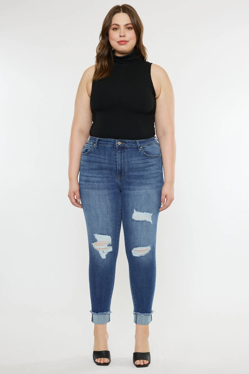 Stevie Mid Rise Ankle Skinny Jeans (Plus Size)