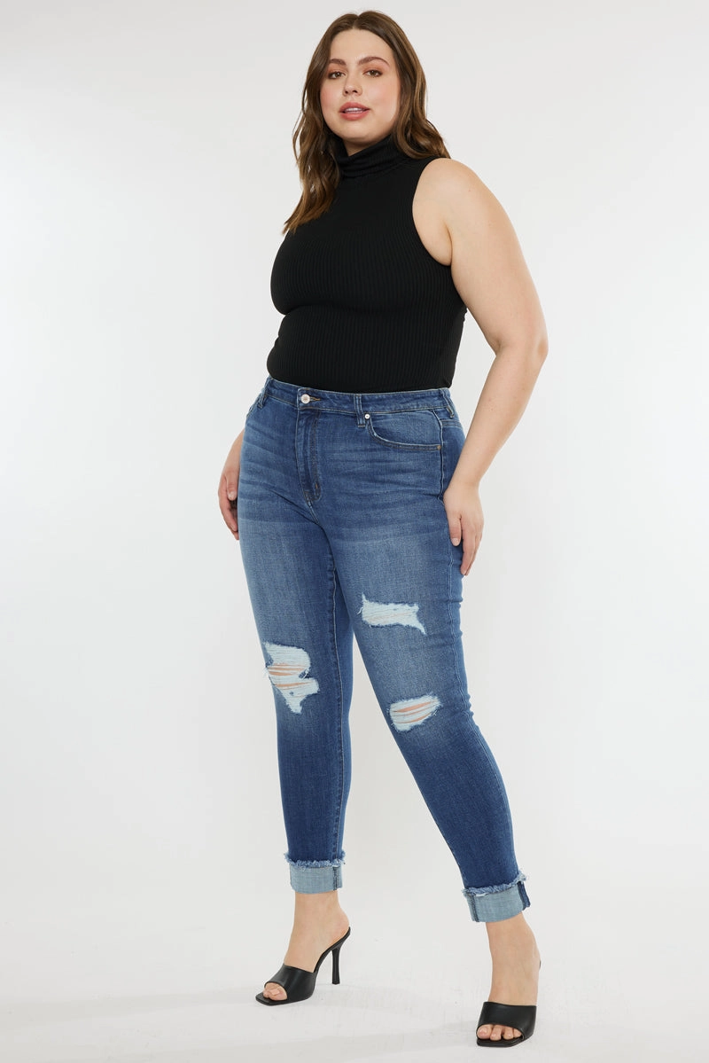 Stevie Mid Rise Ankle Skinny Jeans (Plus Size)