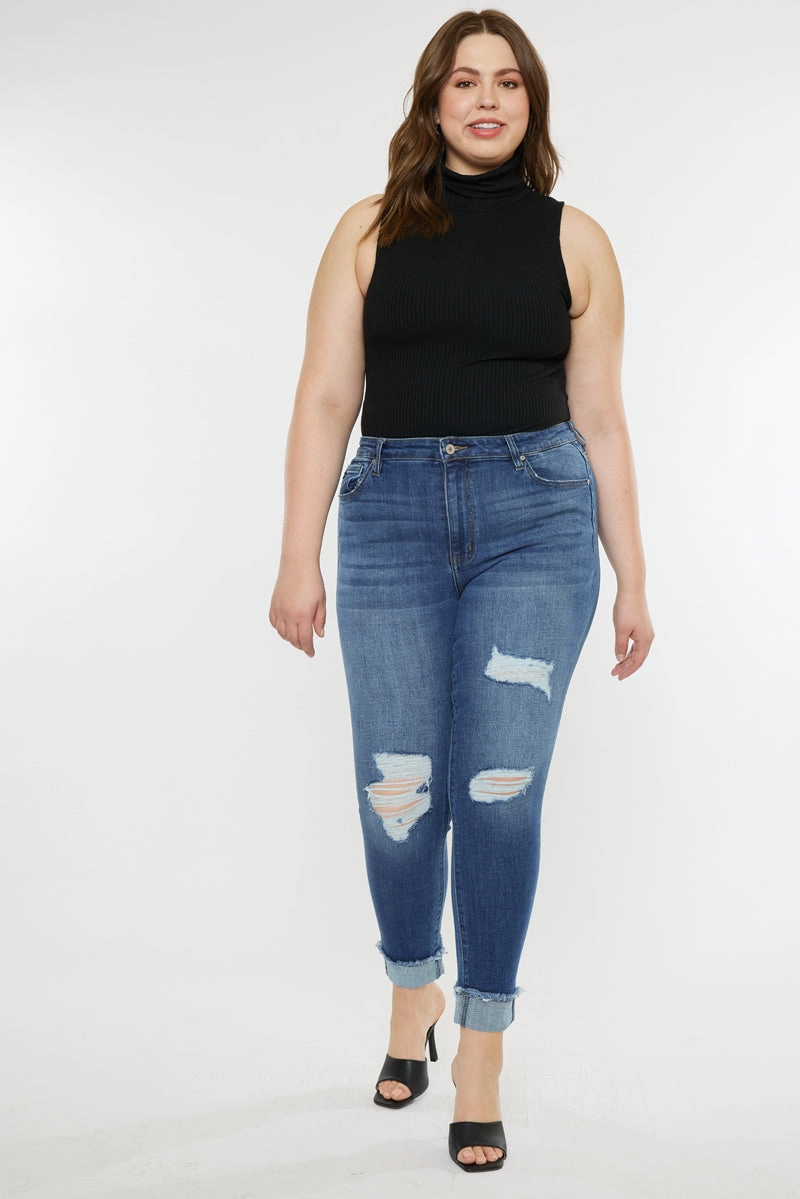 Stevie Mid Rise Ankle Skinny Jeans (Plus Size)