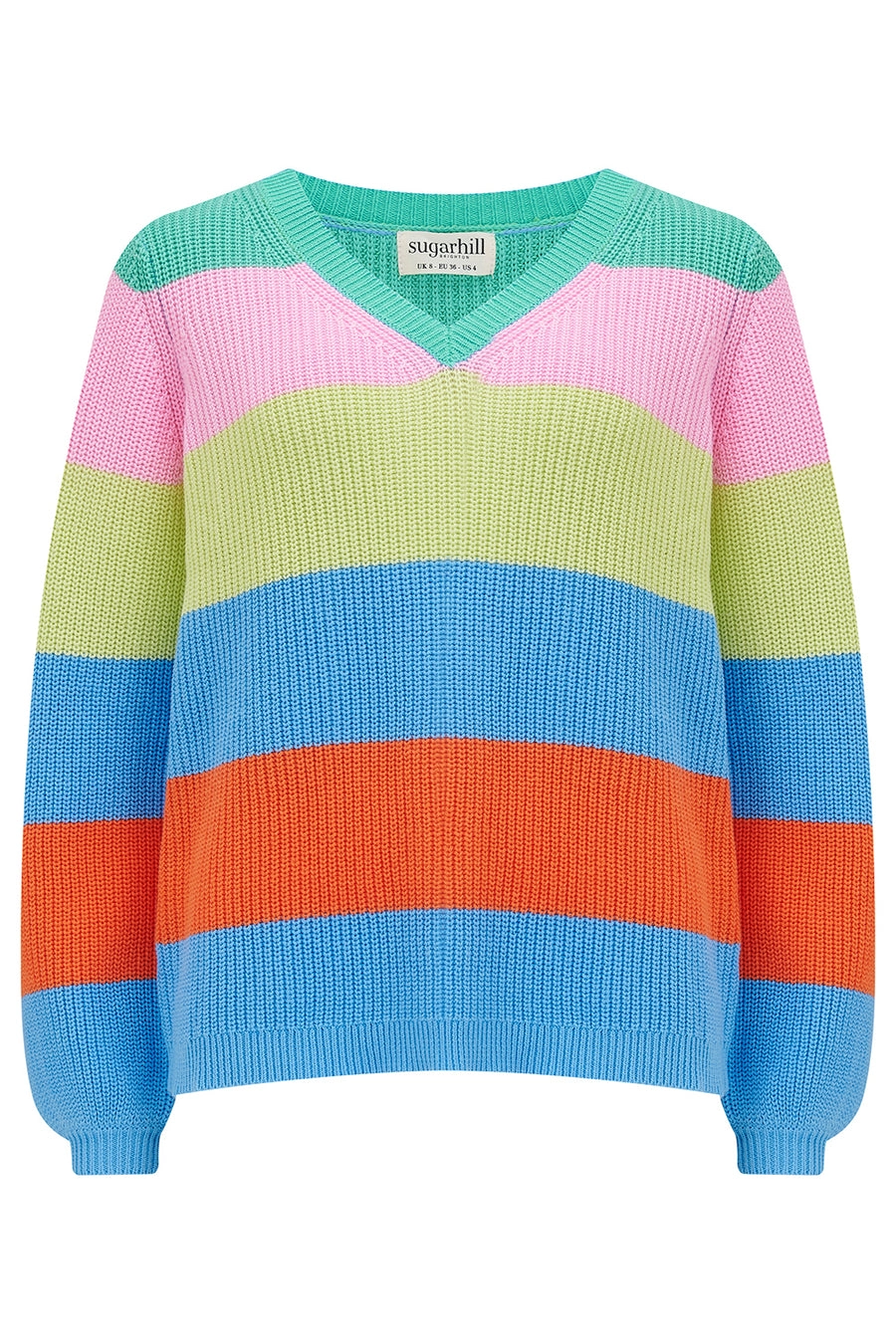Sugarhill Rashina V-Neck Jumper Bold Stripes Multi