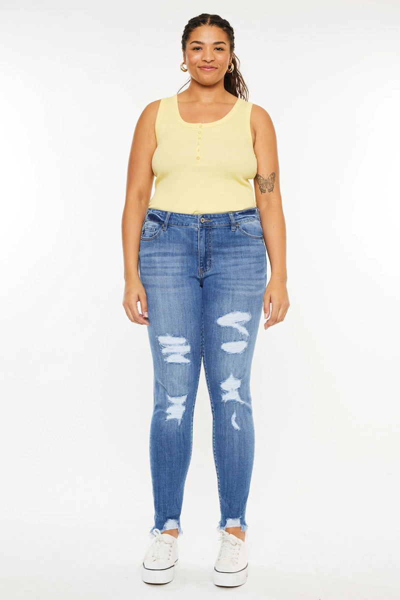 Summer Mid Rise Super Skinny Jeans (Plus Size)