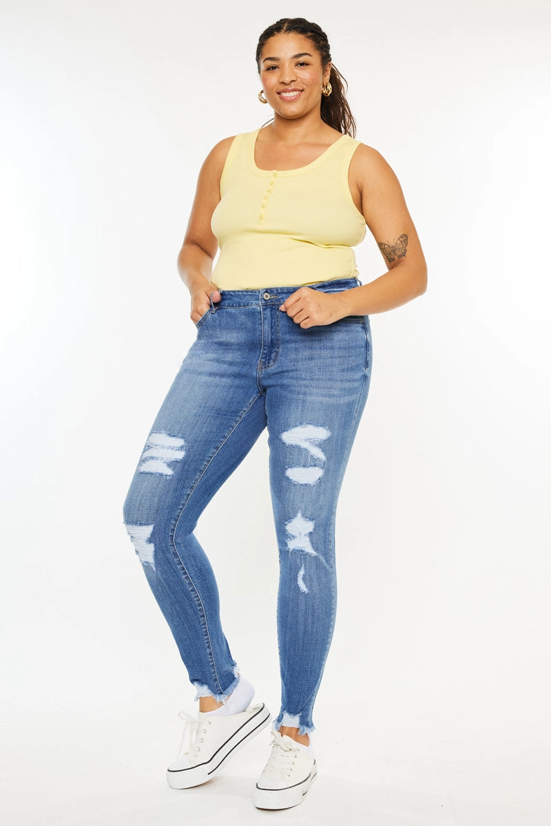 Summer Mid Rise Super Skinny Jeans (Plus Size)