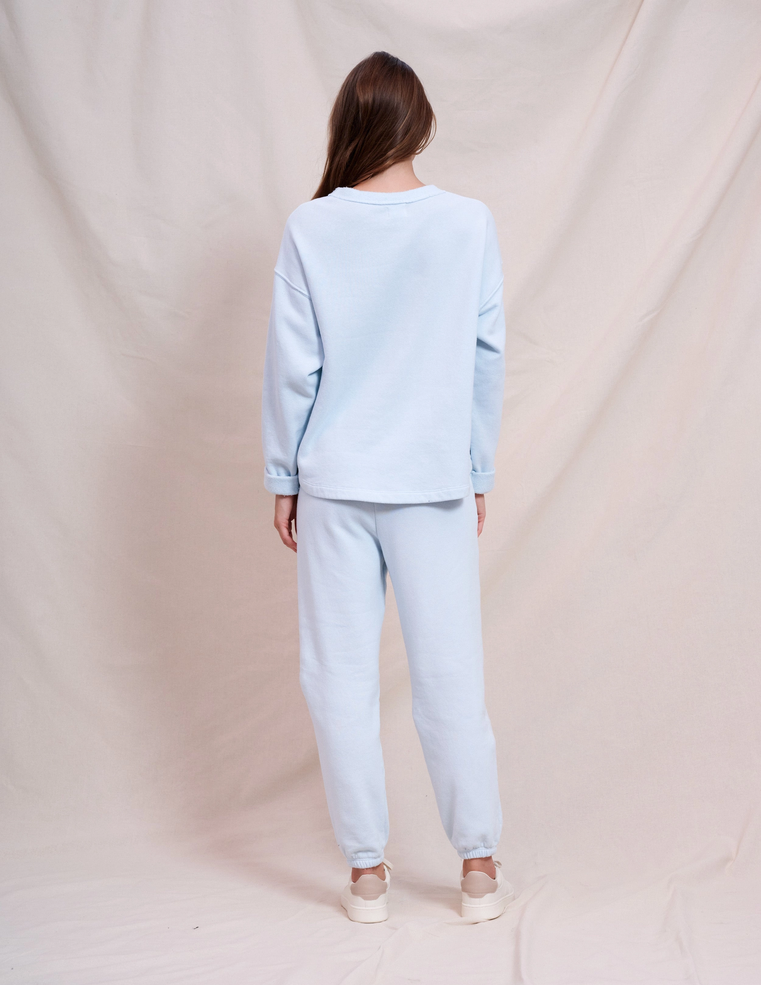 Sundry Rolled Sleeve Pullover in Icicle & Jogger Set in Icicle